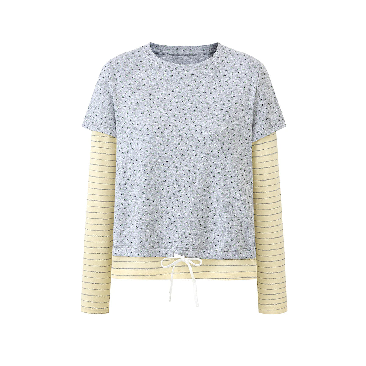 Floral-Stripe Layered Long-Sleeve Tee product view 4