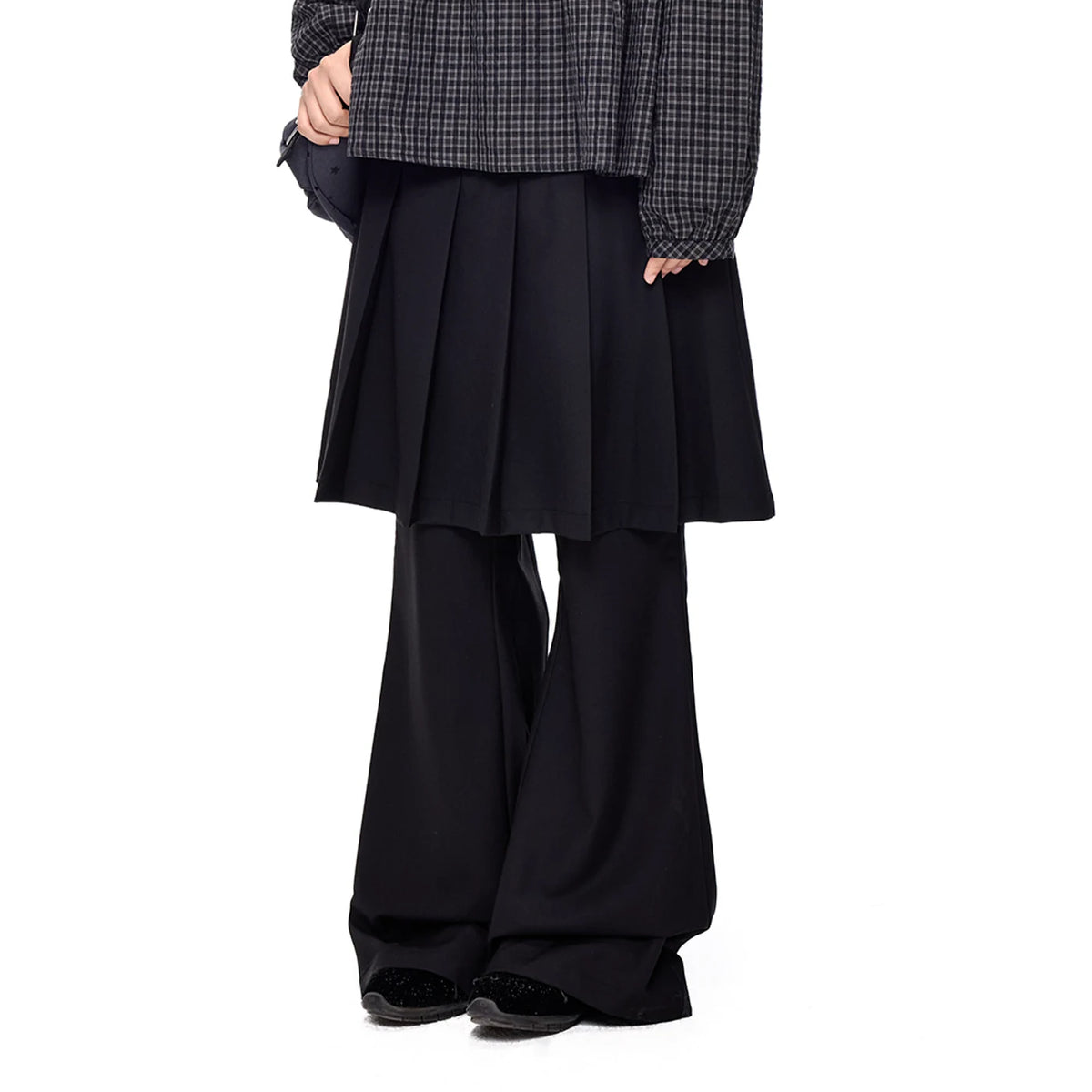 Pleated Skirt-Overlay Flare Pants product view 5