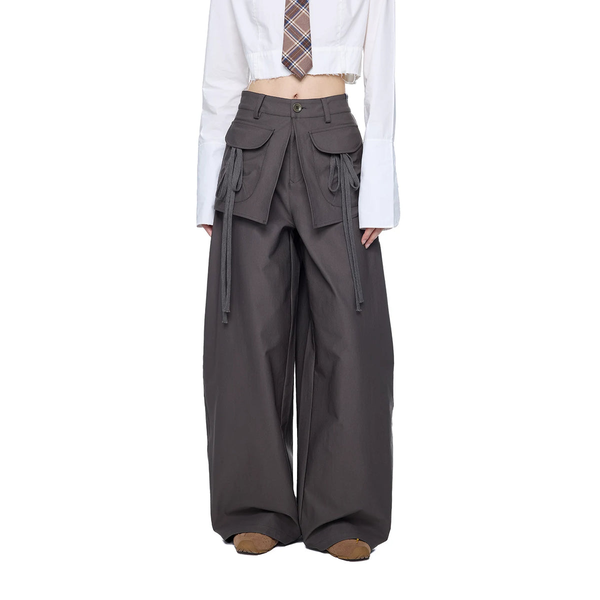 Cargo Skirt-Overlay Wide-Leg Pants product view 4