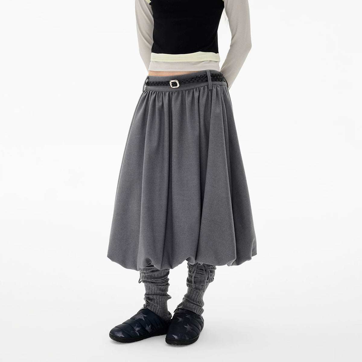 Gathered A-Line Midi Skirt product view 4