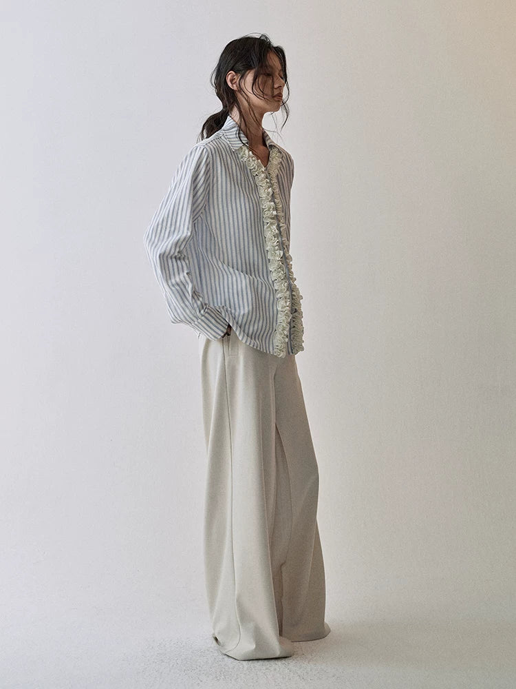 Lace-Trim Striped Shirt product view 2