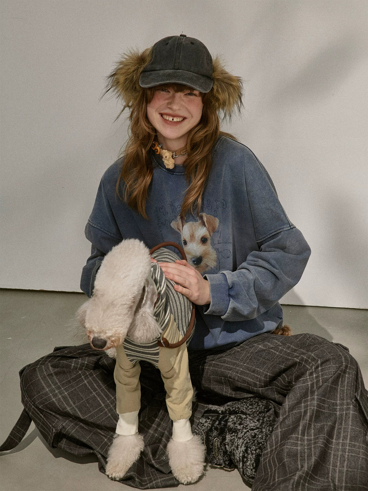Washed Puppy-Graphic Oversized Sweatshirt product view 1