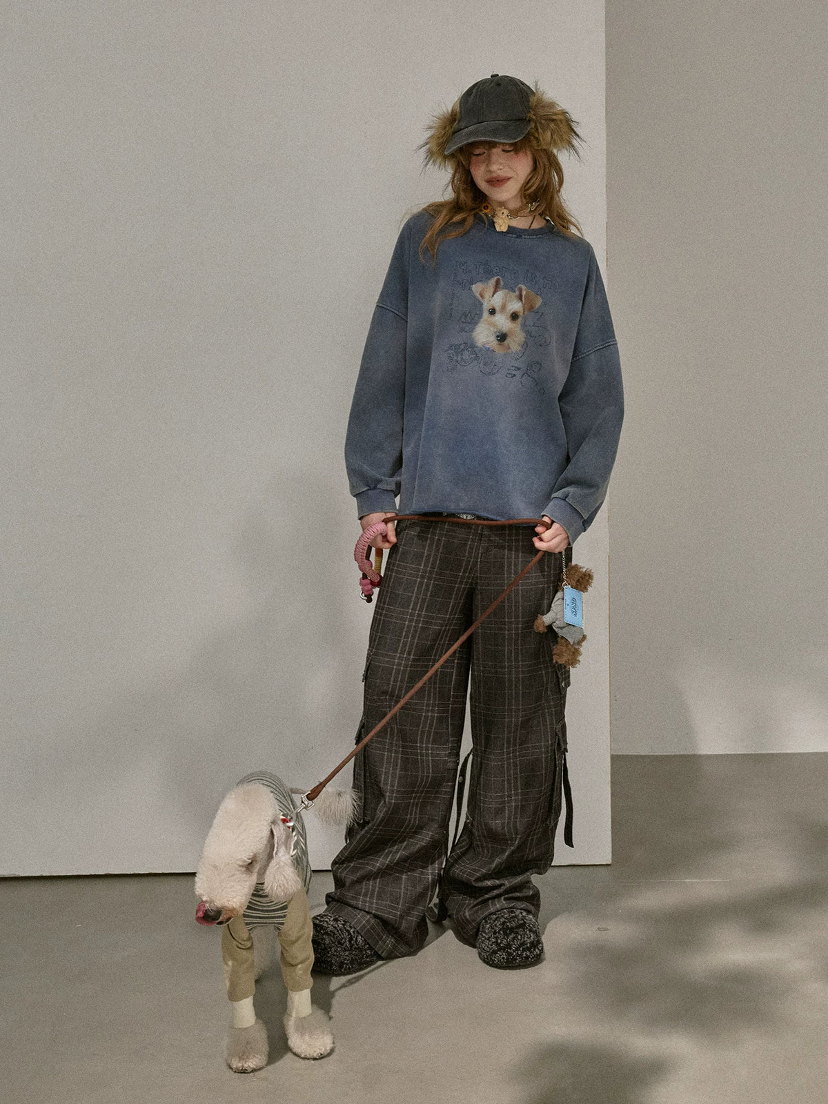 Washed Puppy-Graphic Oversized Sweatshirt product view 3