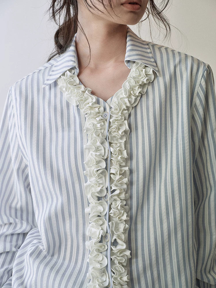 Lace-Trim Striped Shirt product view 4
