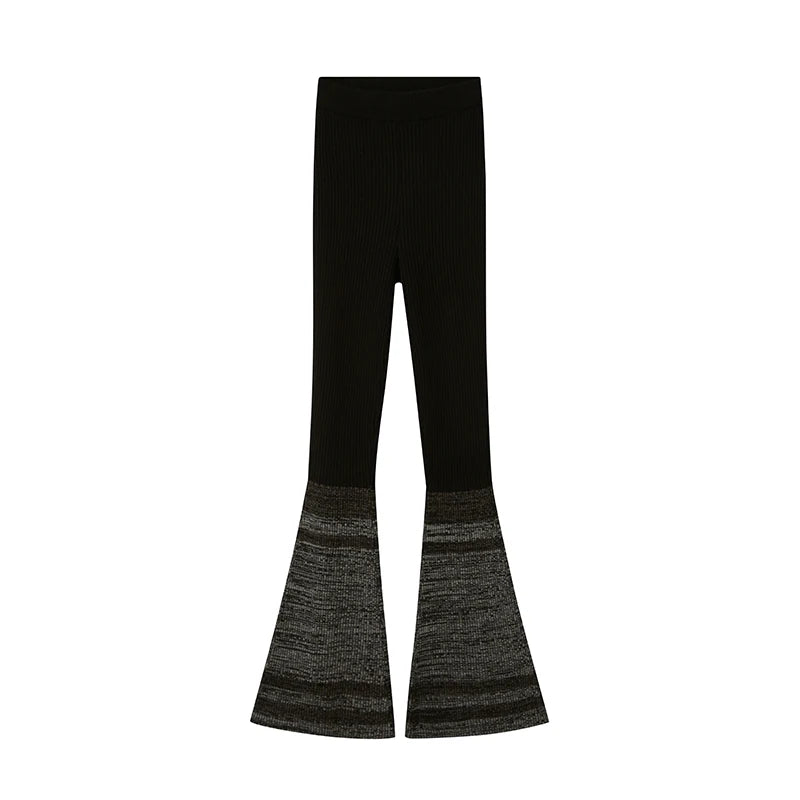 Marled-Hem Rib-Knit Flared Pants product view 5