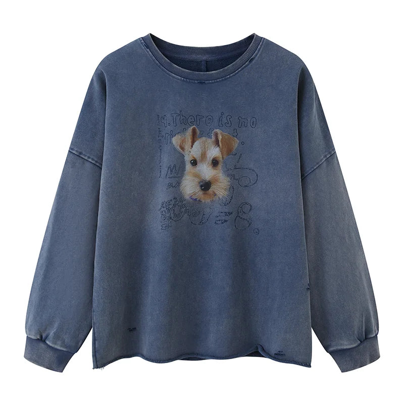 Washed Puppy-Graphic Oversized Sweatshirt product view 5