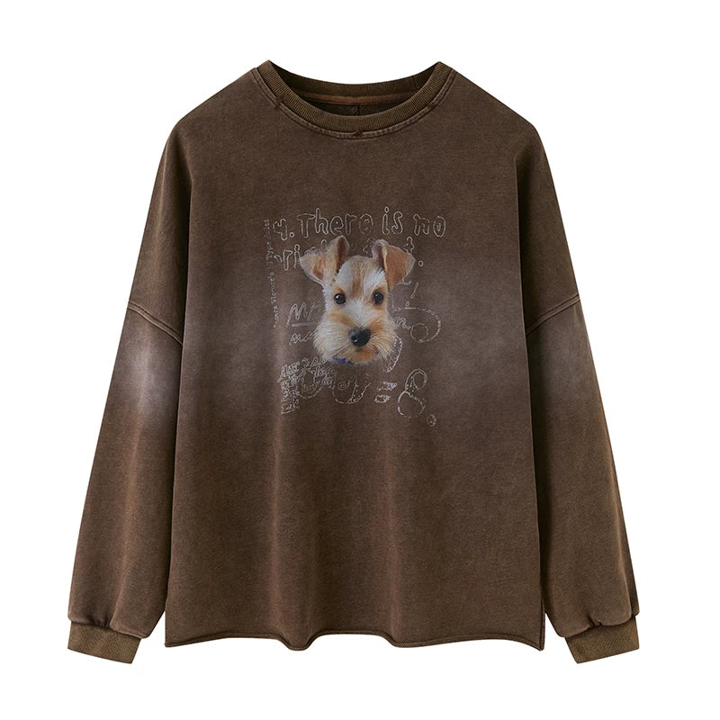 Washed Puppy-Graphic Oversized Sweatshirt product view 6