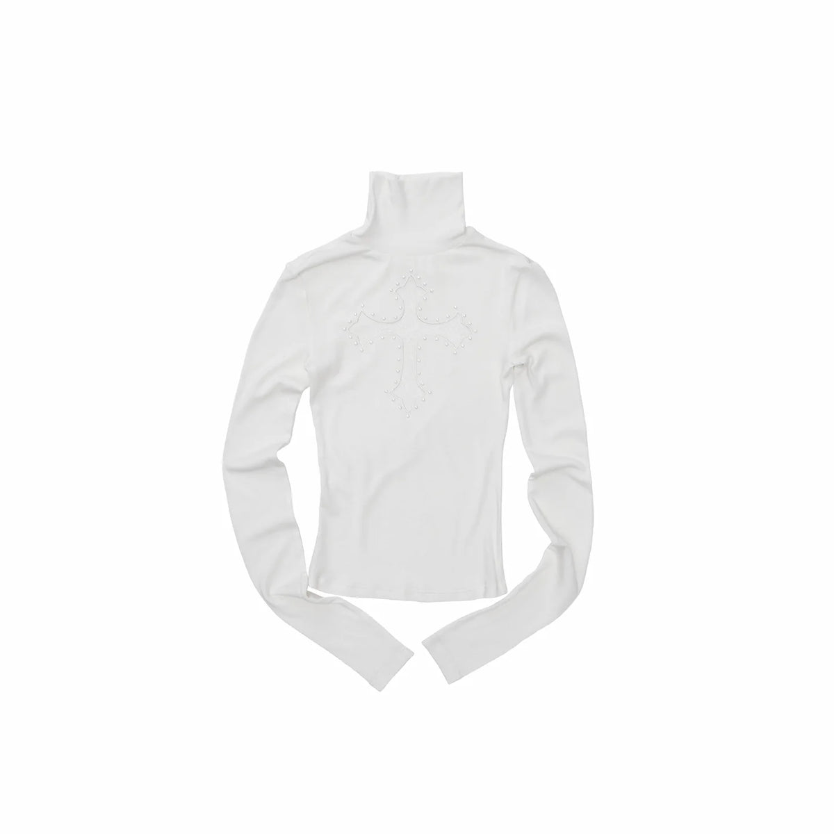 Lace-Cross Rhinestone Turtleneck Top product view 7