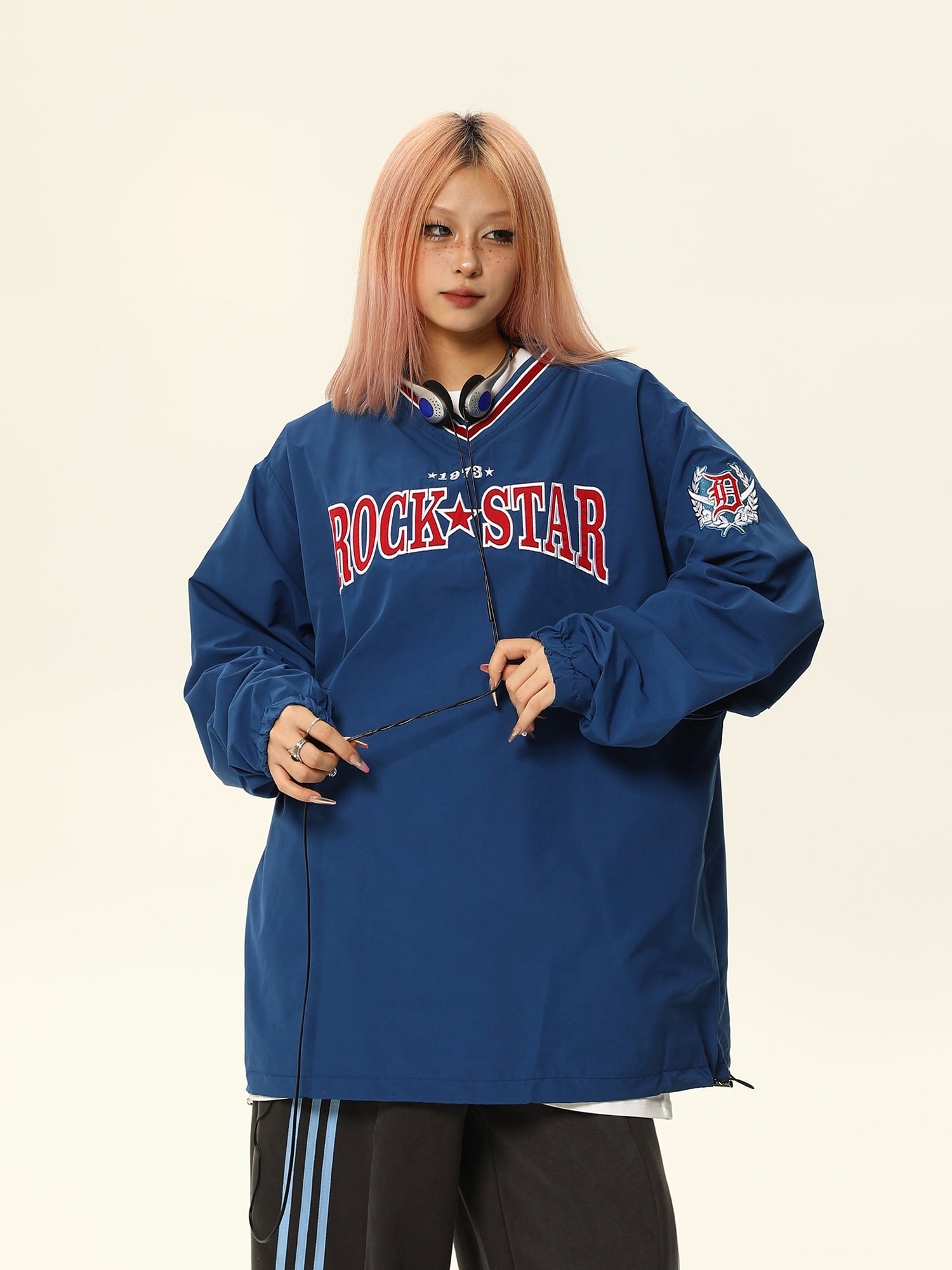 Rock Star Varsity Anorak Pullover