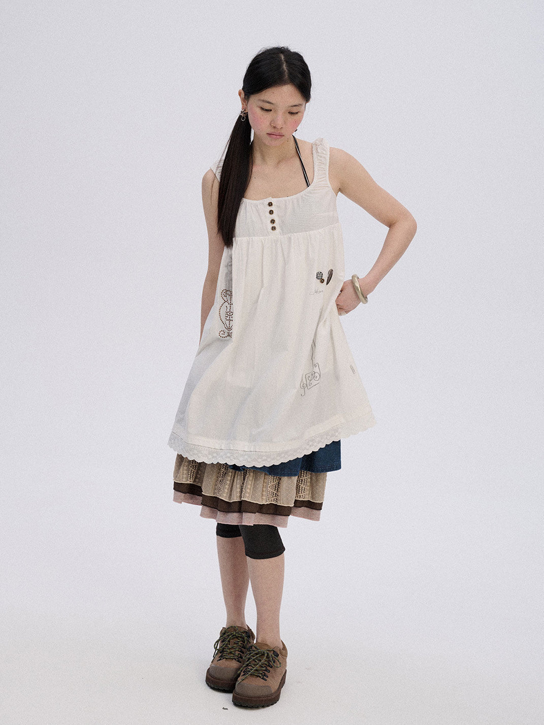 Embroidered Sleeveless Lace Dress