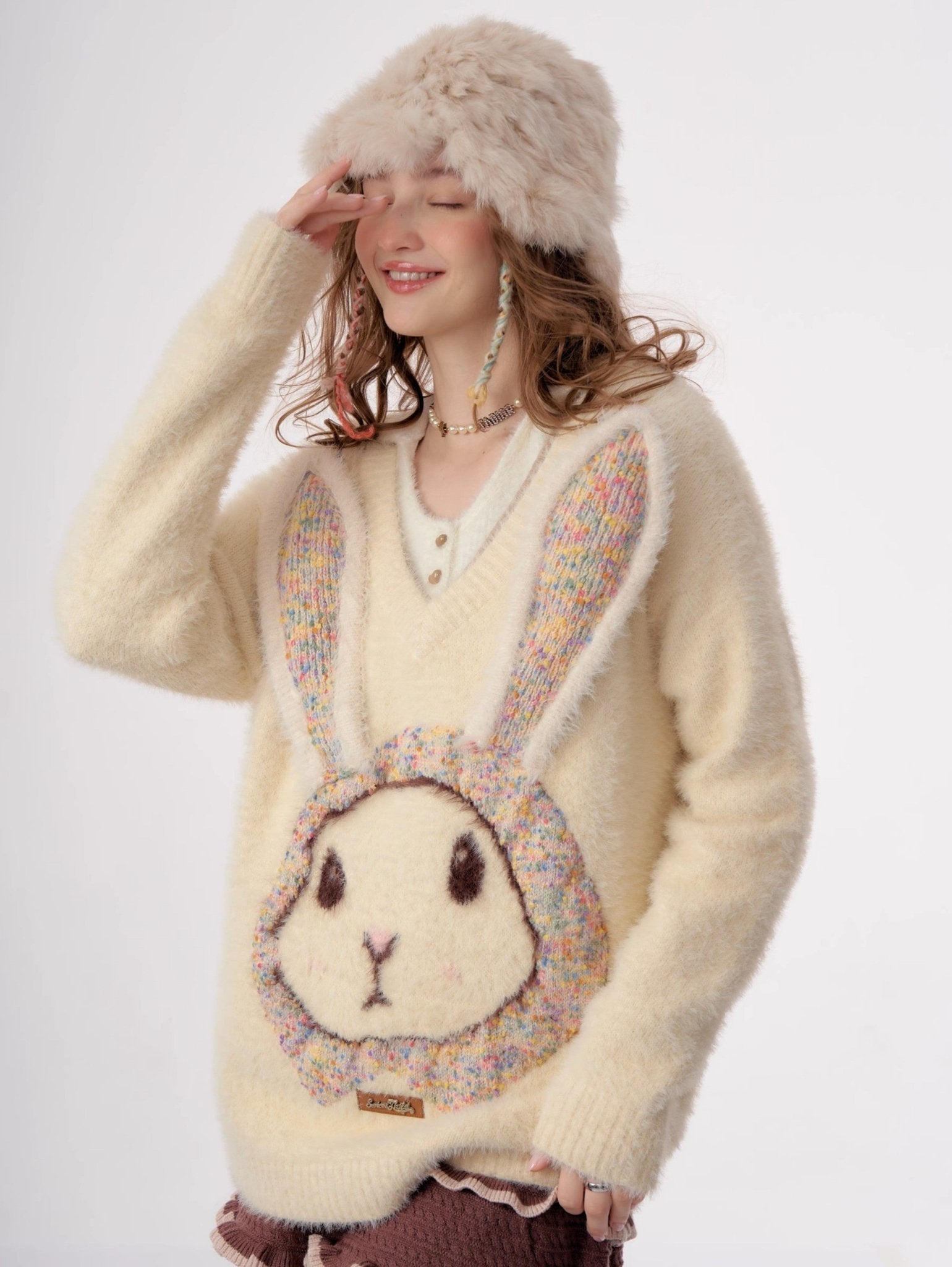 Fluffy Rabbit Cream Sweater