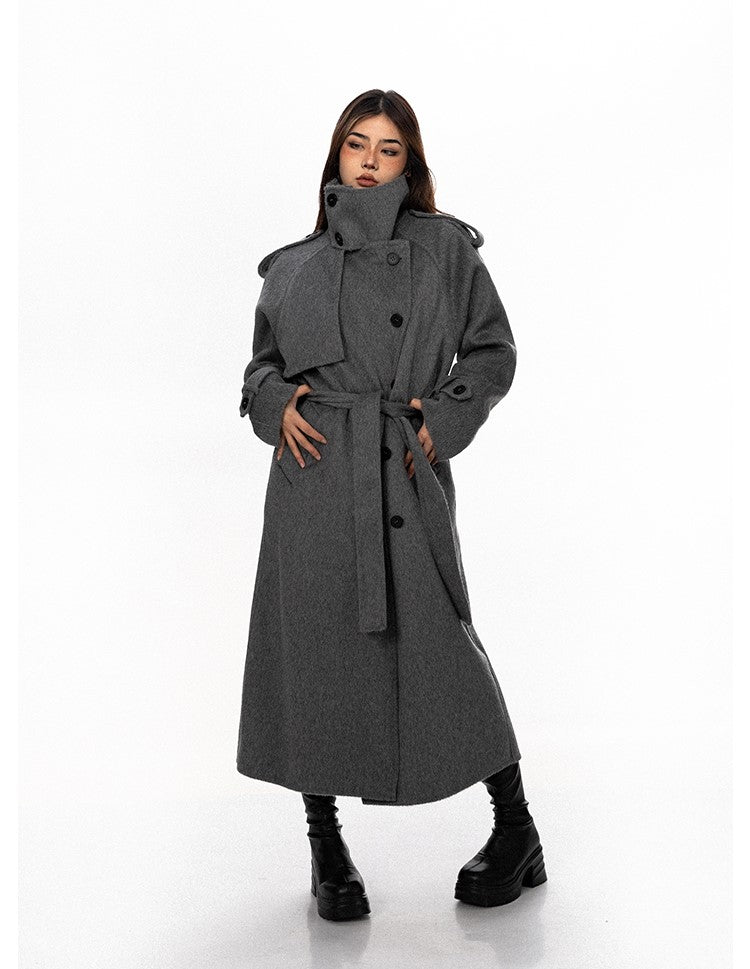 Wool Military-Style Trench Coat