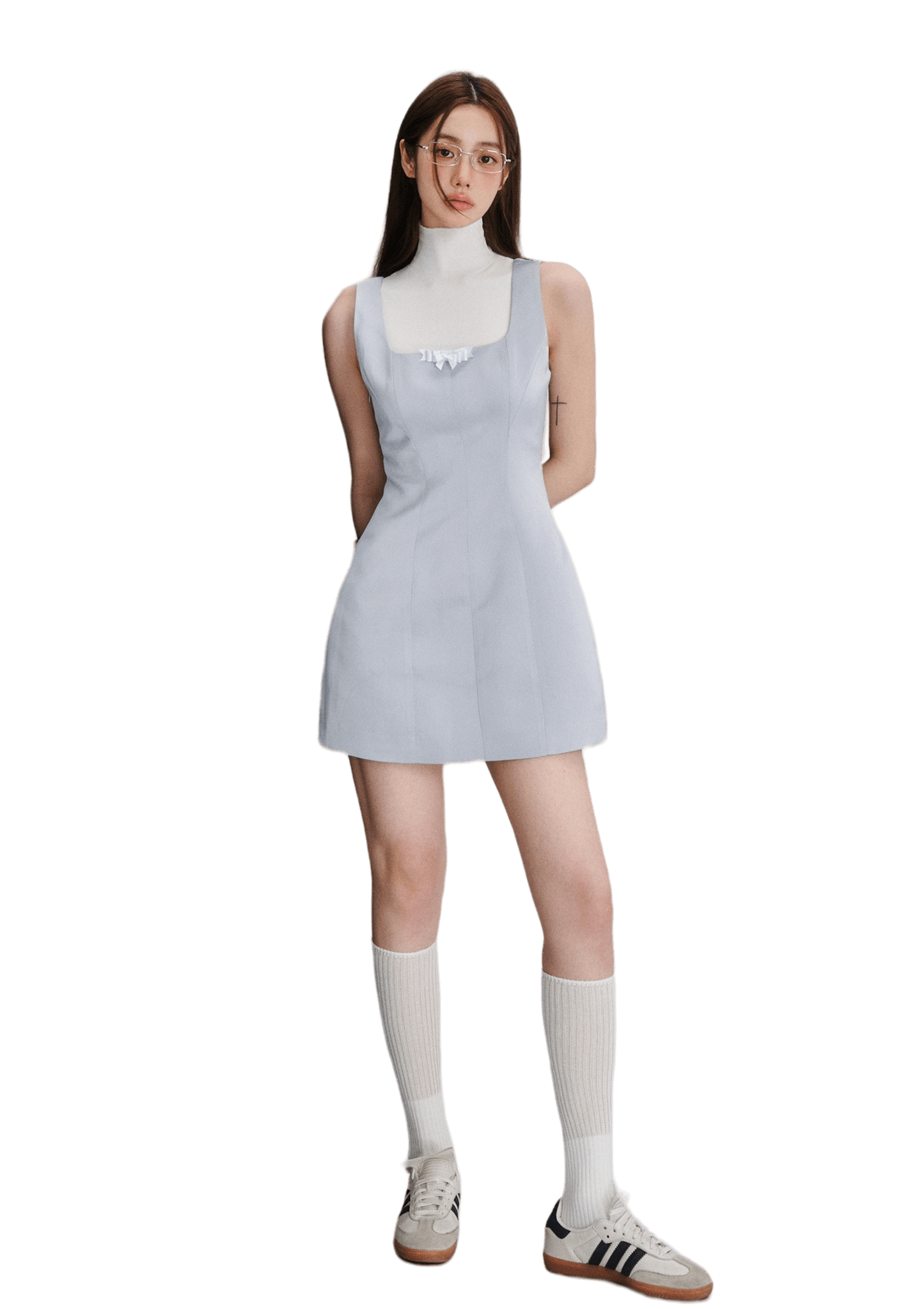 Adjustable Balletcore Bow-Tie Jumper Dress