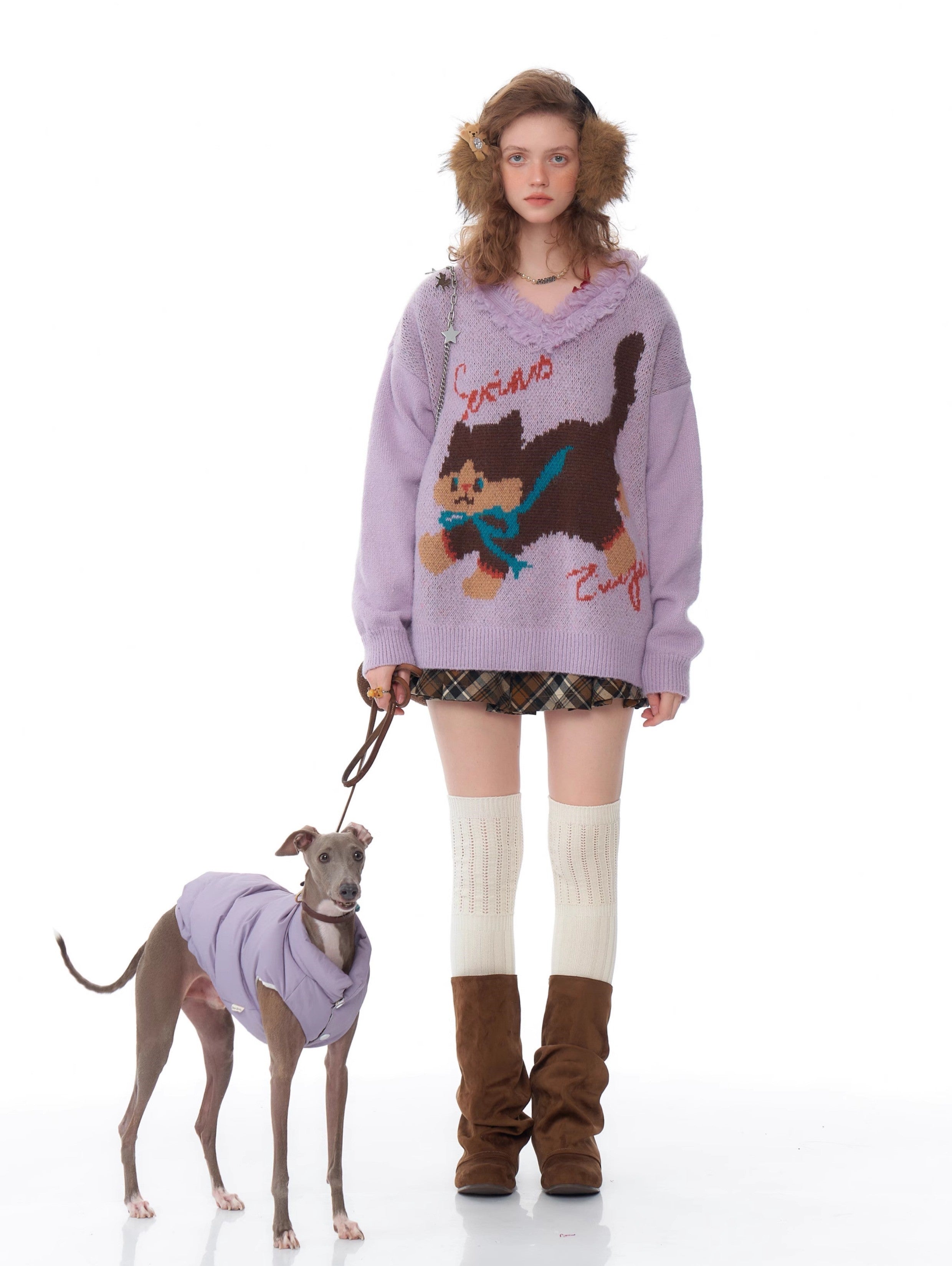 Dancing Cat Knit Sweater