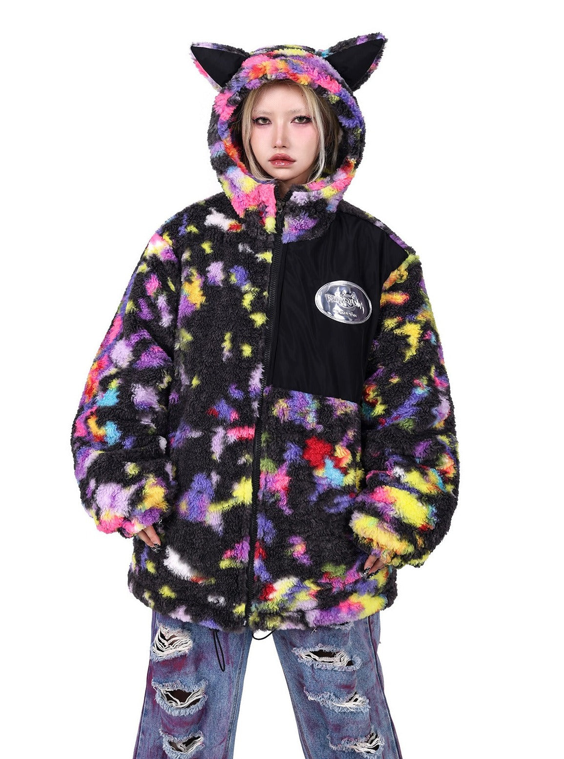 PINKSPINK Cosmic Cat Ear Fleece Jacket - Multicolor