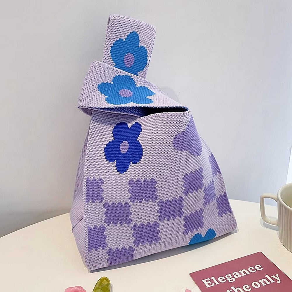Retro Pattern Knit Storage Pouch