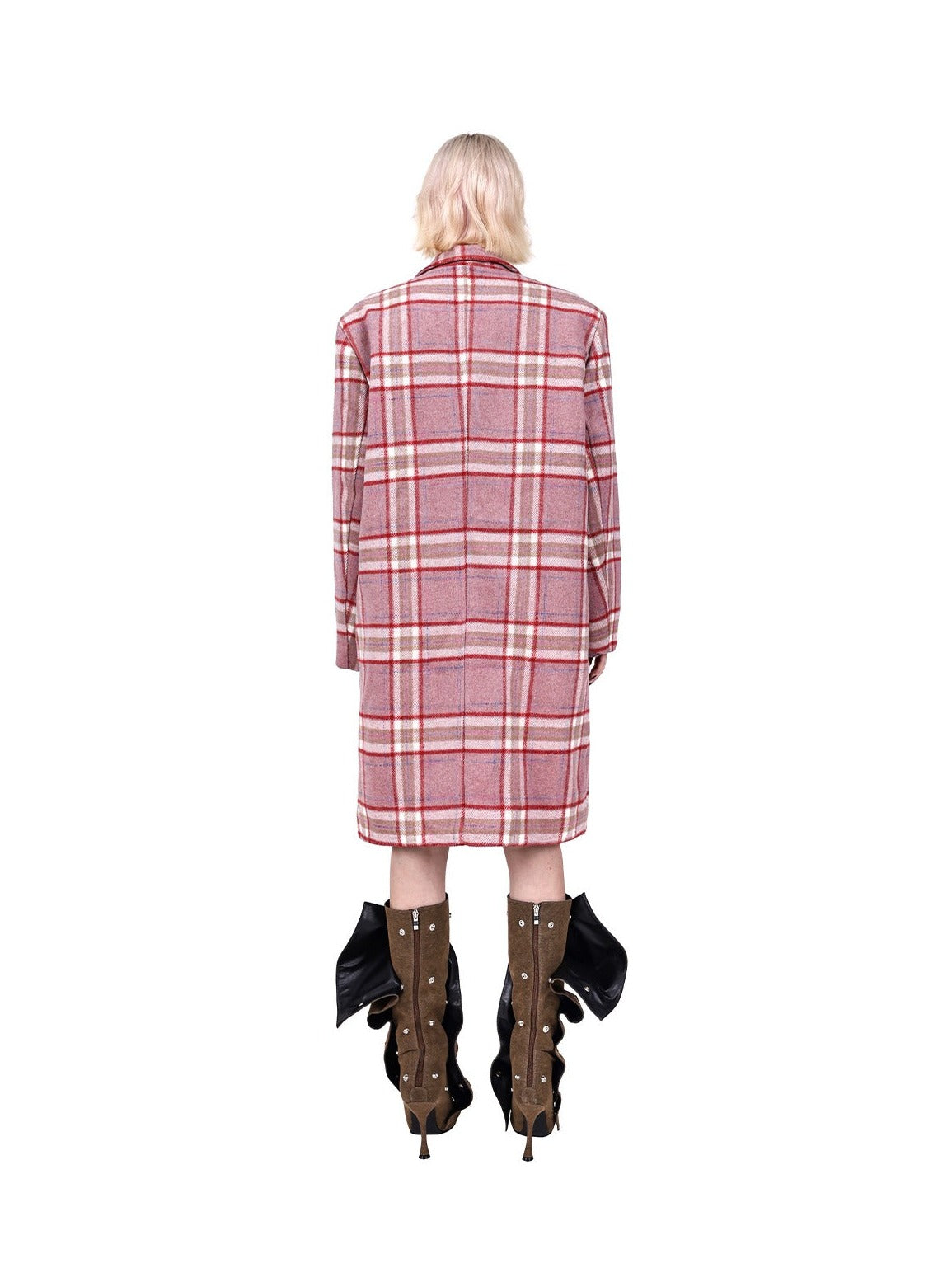 PINKSPINK Oversized Plaid Wool Coat - Dual Color Options