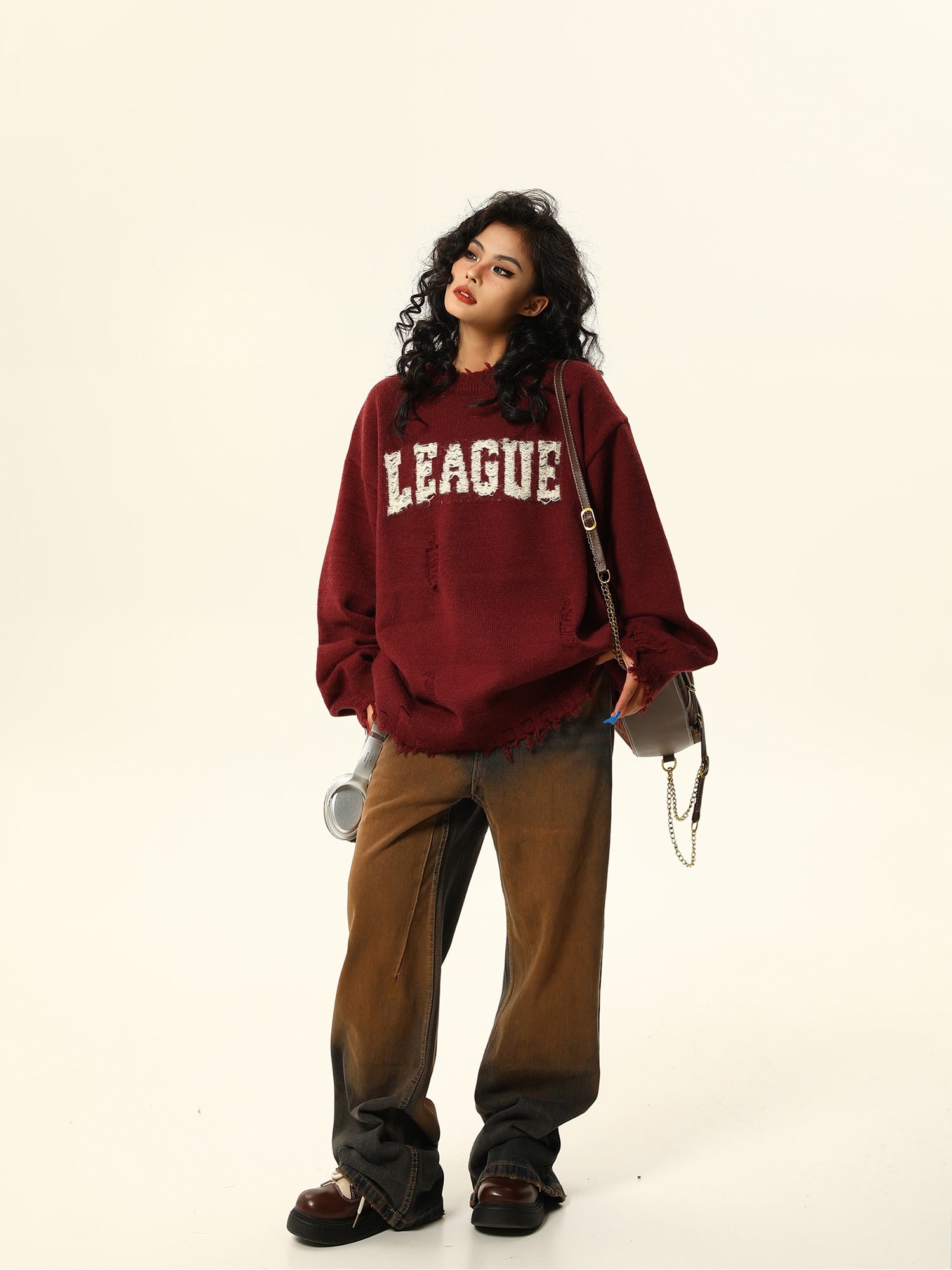 Distressed League Varsity Sweatshirt