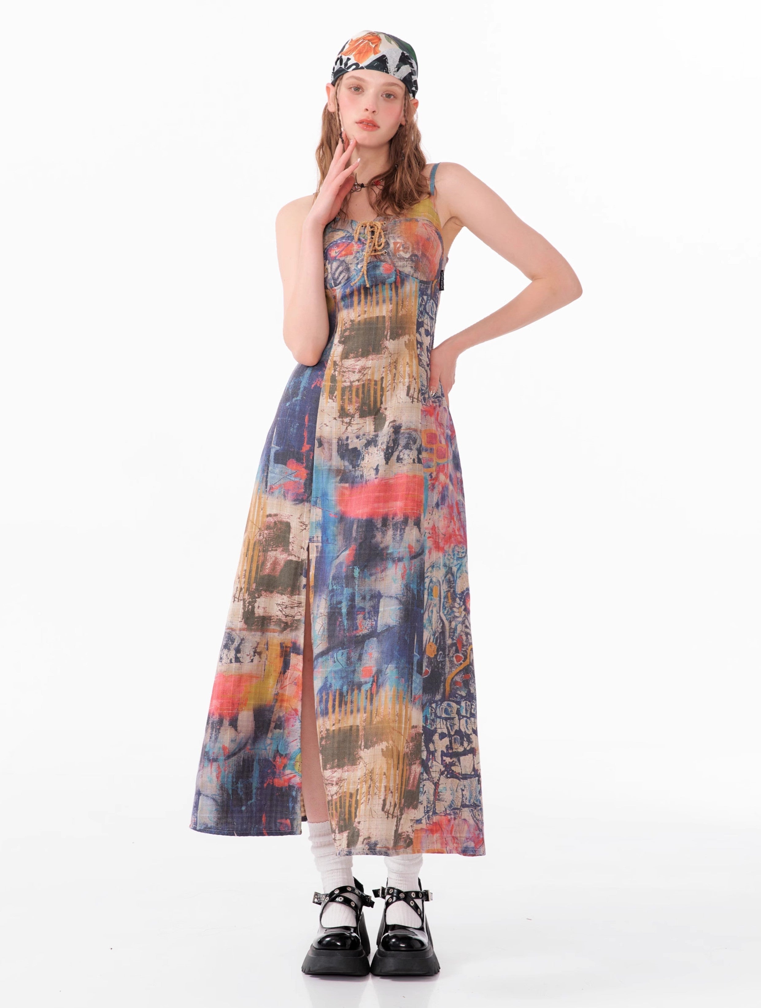 Abstract Print Maxi Dress