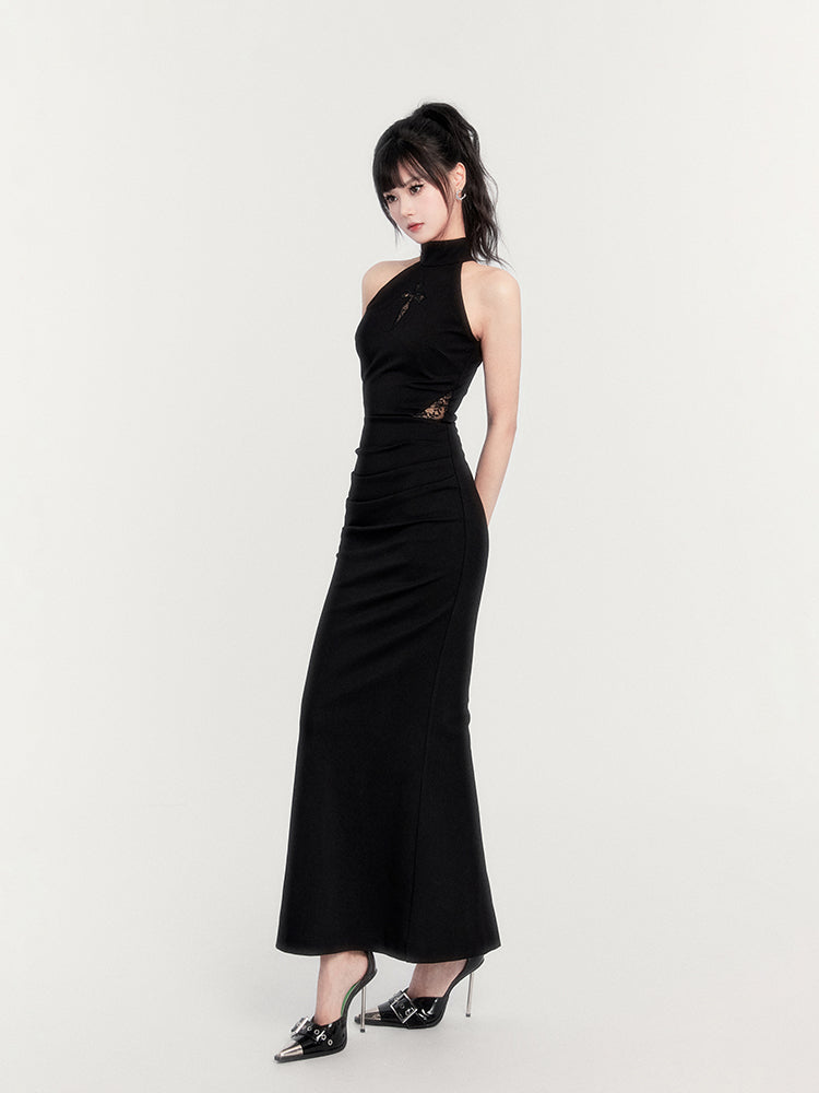 Gothic Cross Halter Maxi Dress