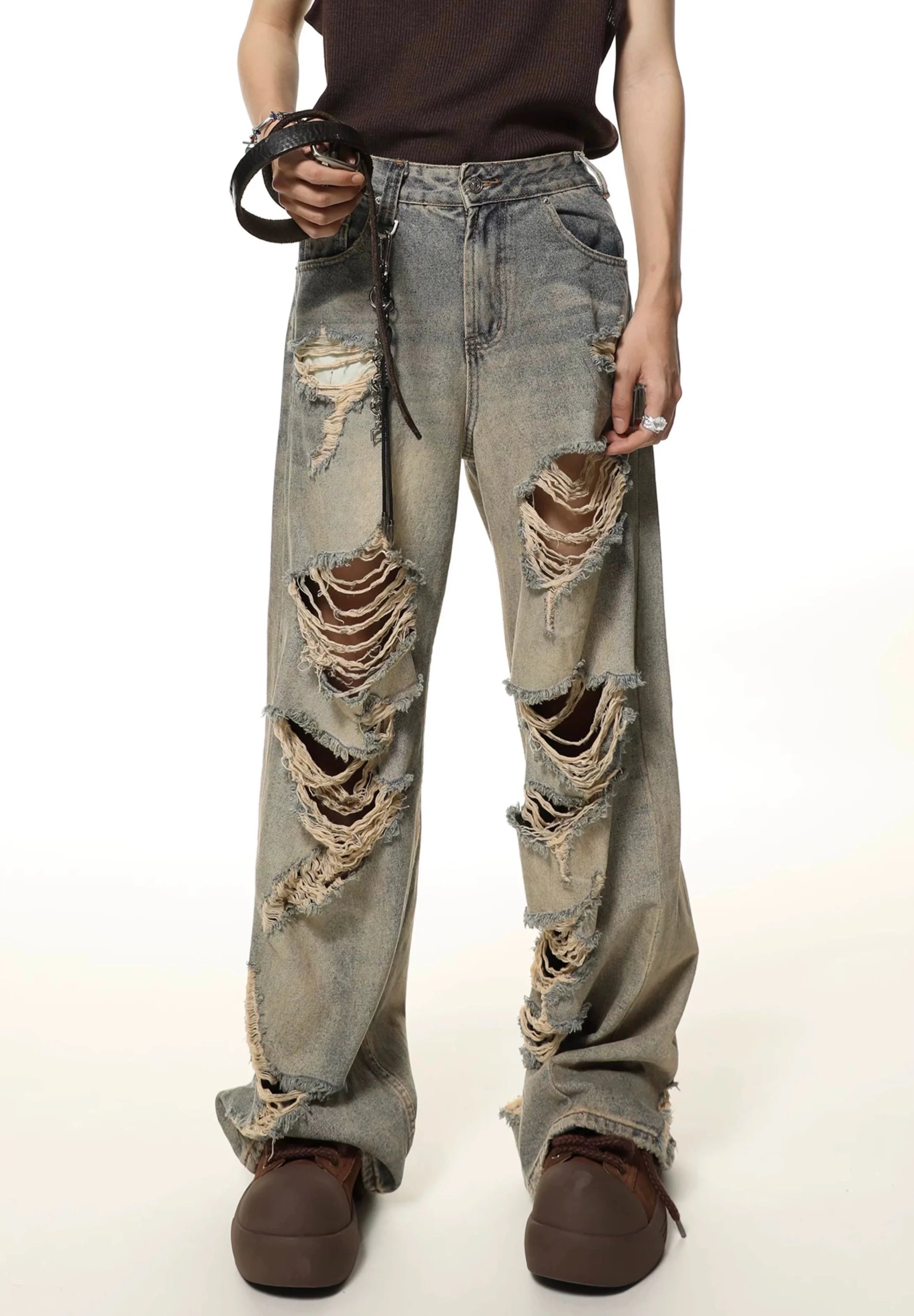 Ripped Baggy Grunge Denim Jeans