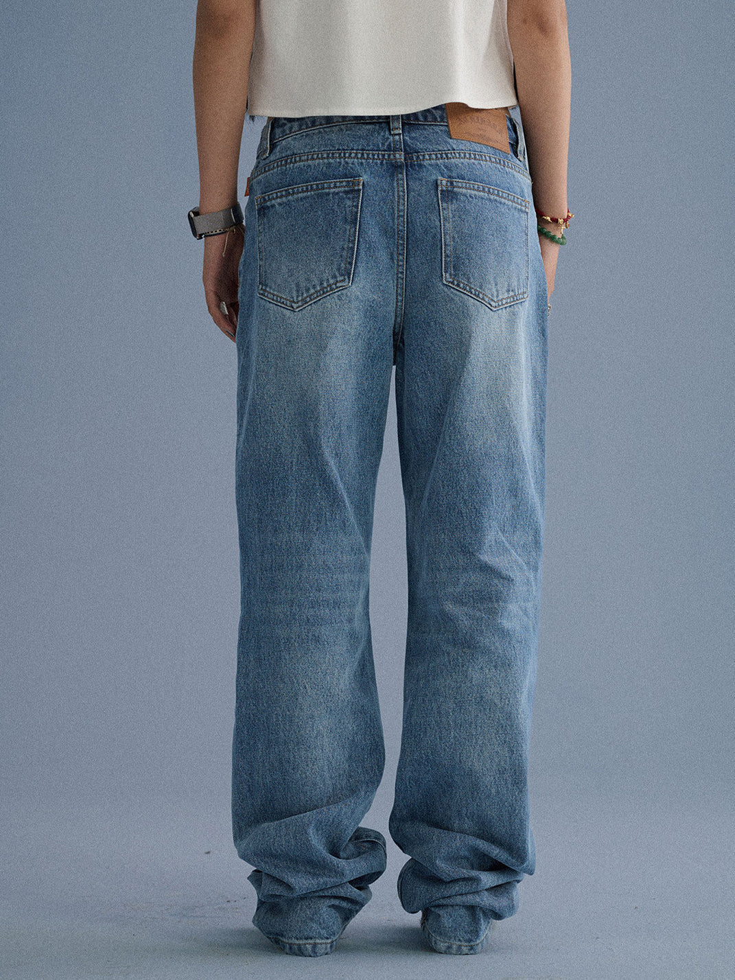 Distressed Letter Print Jeans