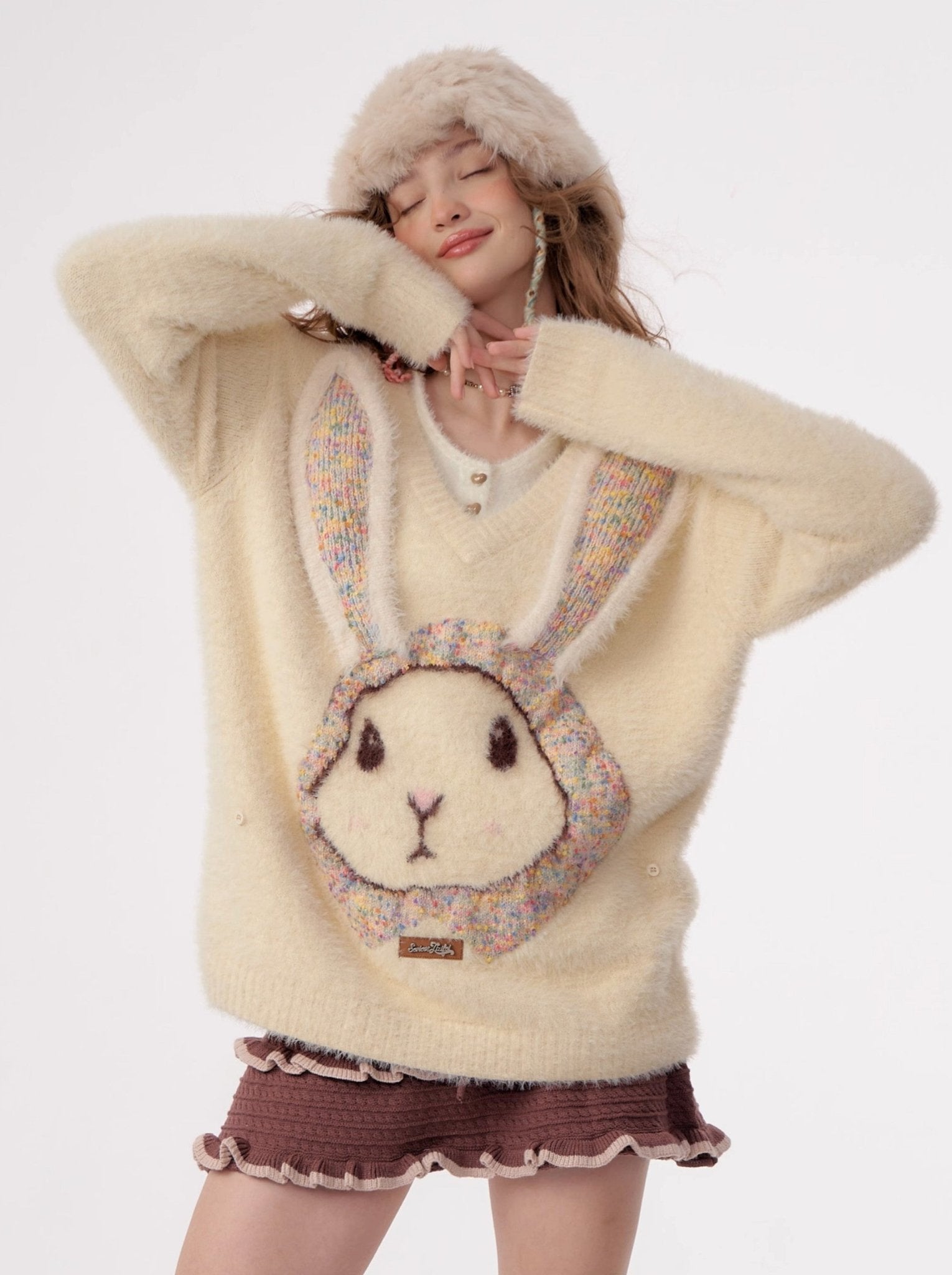 Fluffy Rabbit Cream Sweater