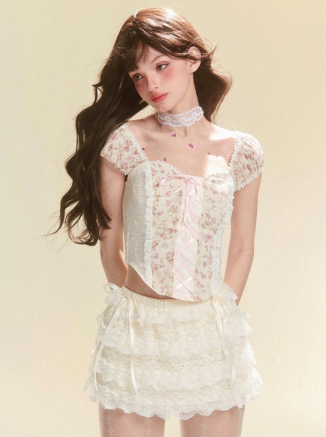 Elegant White Lace A-Line Mini Skirt - chiclara