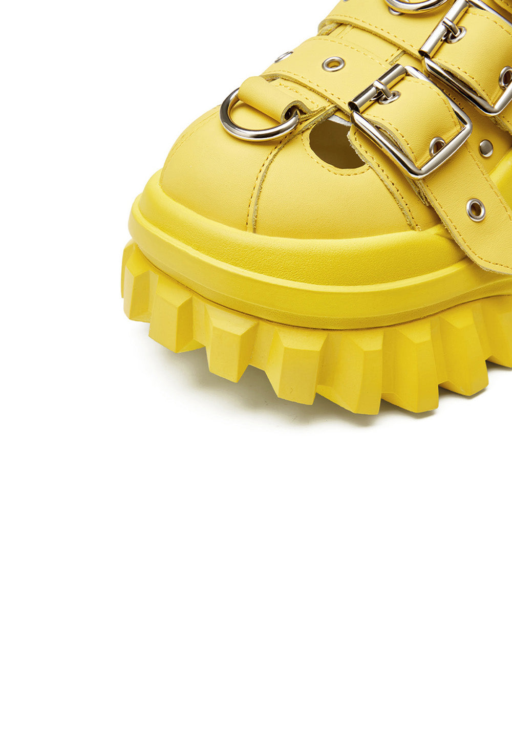 Yellow Metallic Punk Platform Sandals
