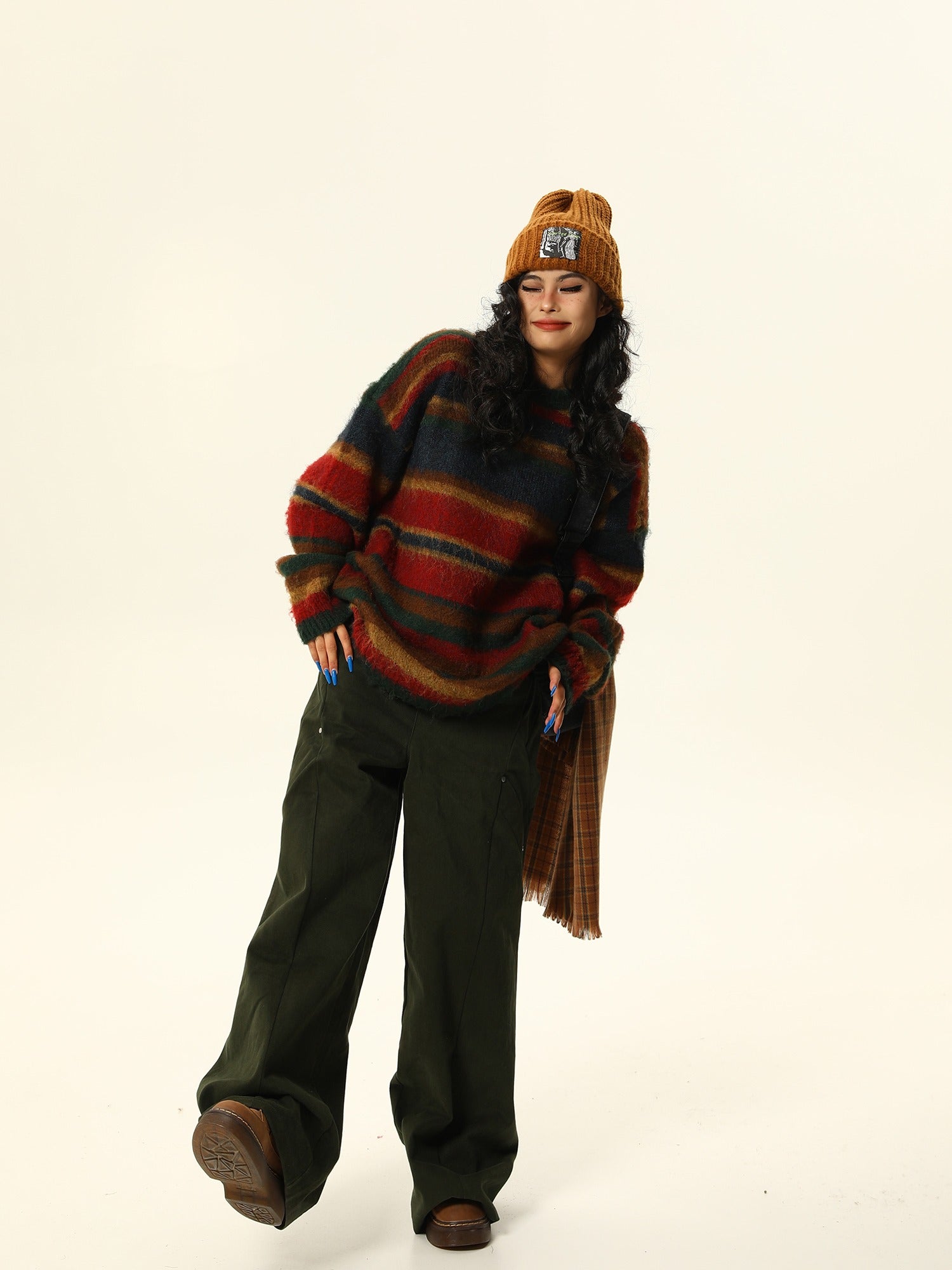 Multicolor Striped Fuzzy Sweater