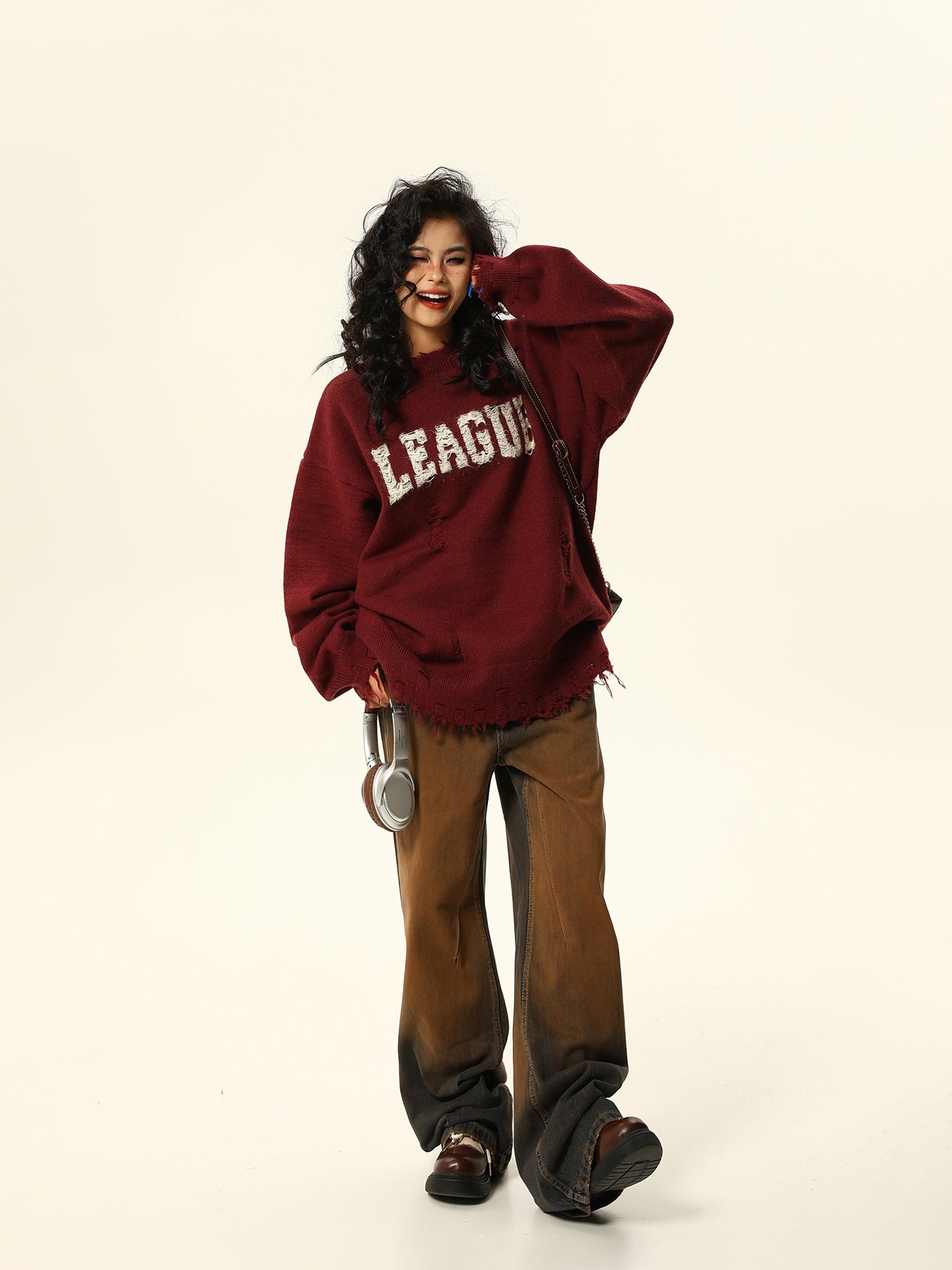 Distressed League Varsity Sweatshirt