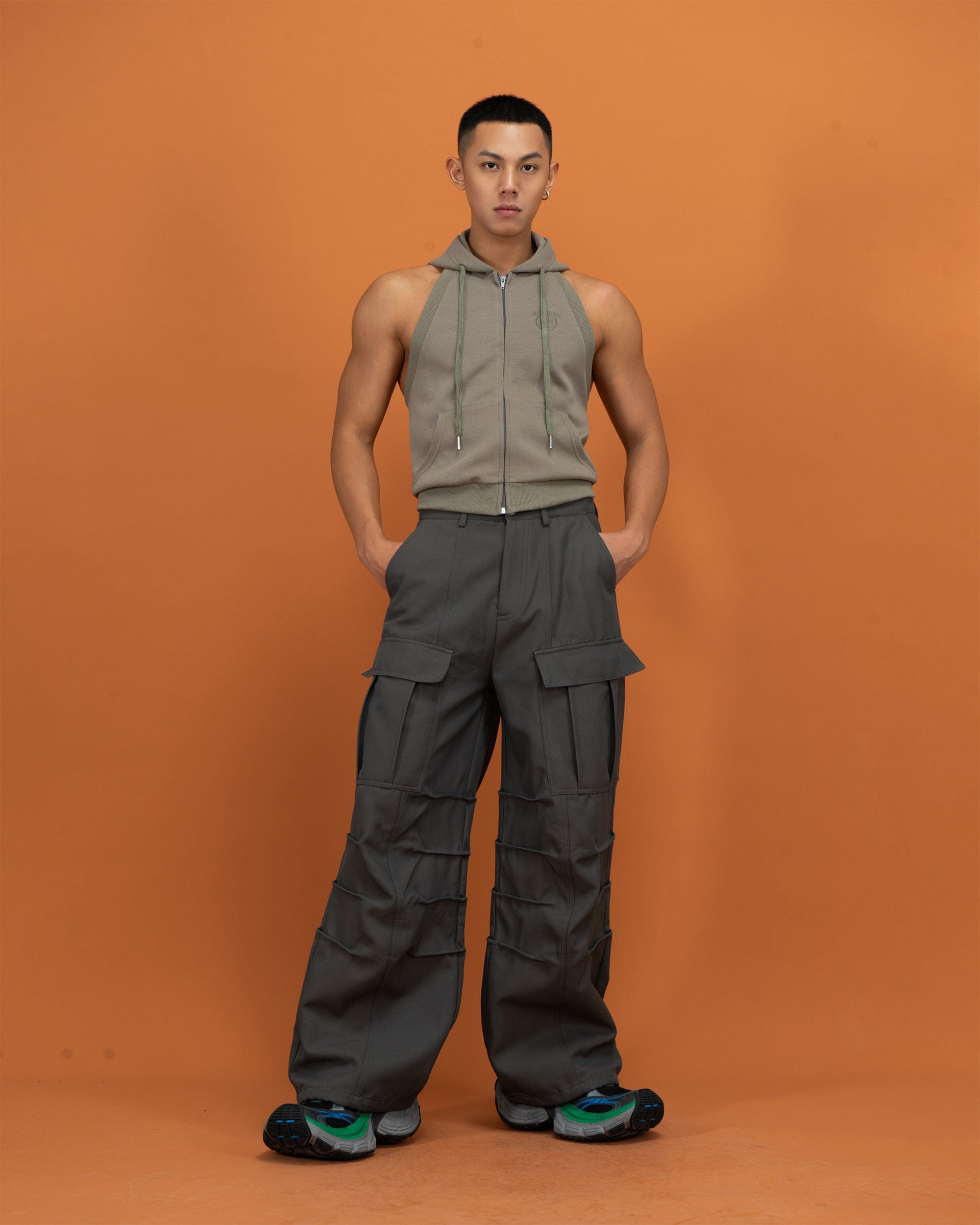 Multi-Pocket Crinkled Cargo Pants