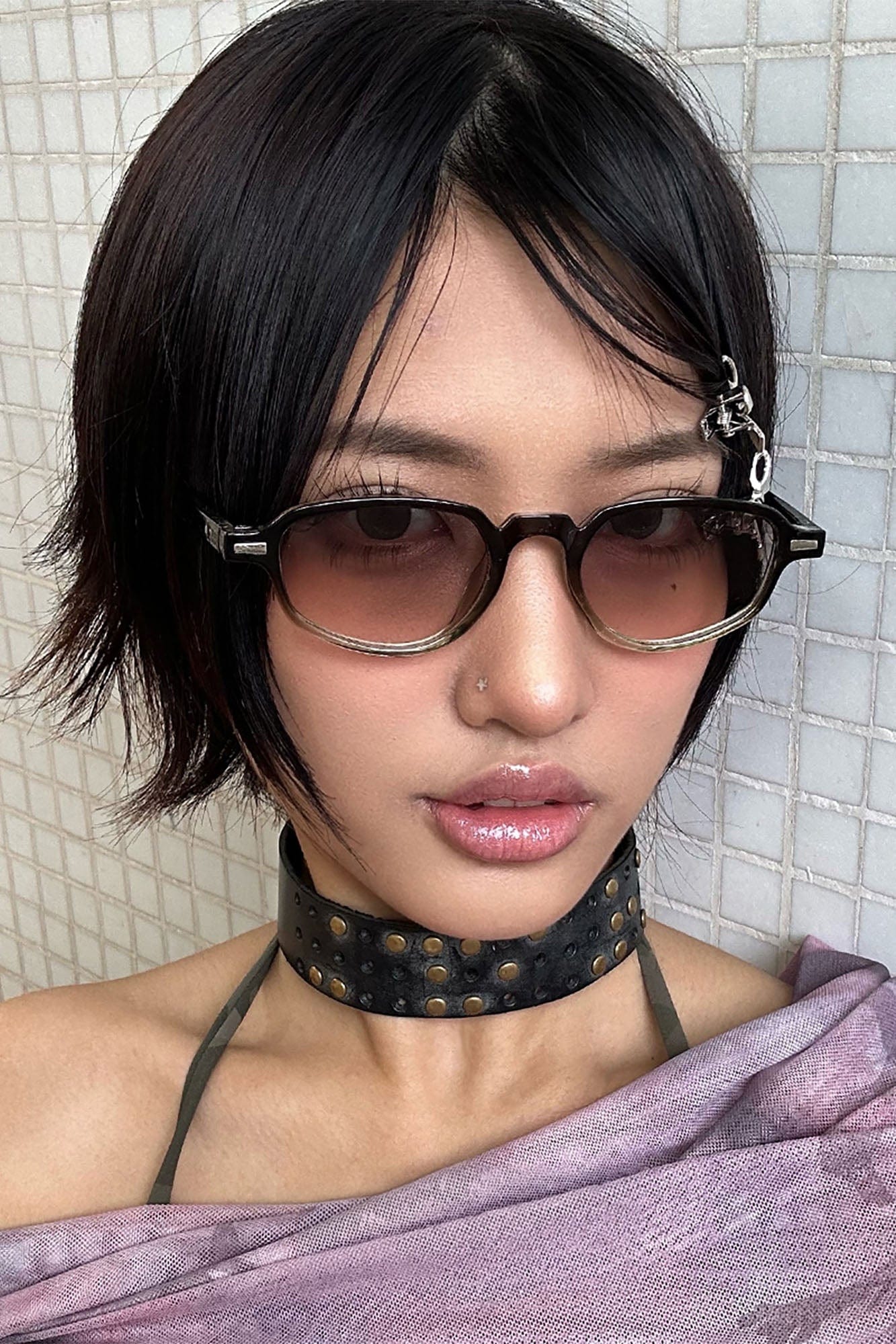 Mixed-Frame Gradient Oval Sunglasses - view 12