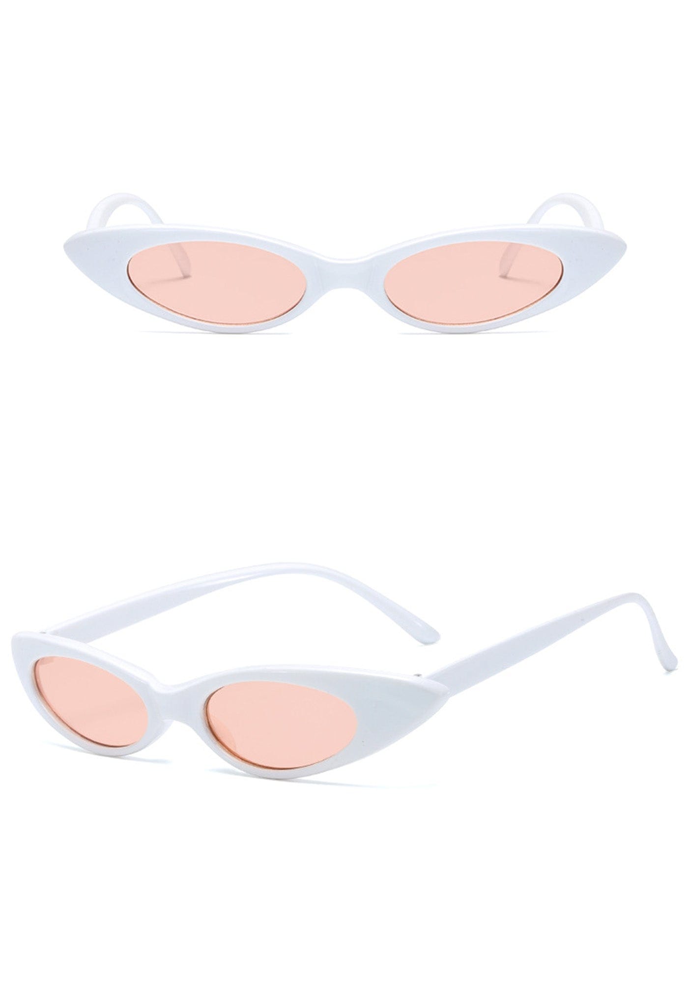 White Cat Eye Sunglasses with Pink Tinted Lenses