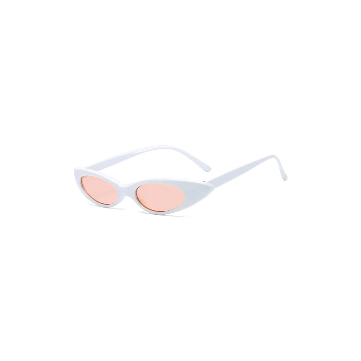 White Cat Eye Sunglasses with Pink Tinted Lenses