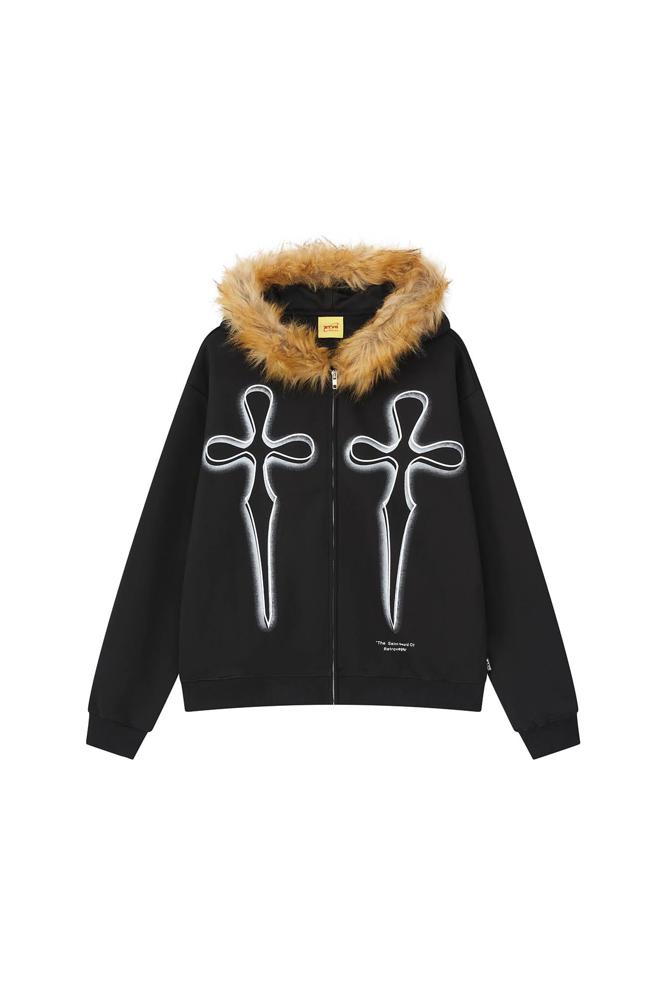 Gothic Cross Fur Hoodie Jacket