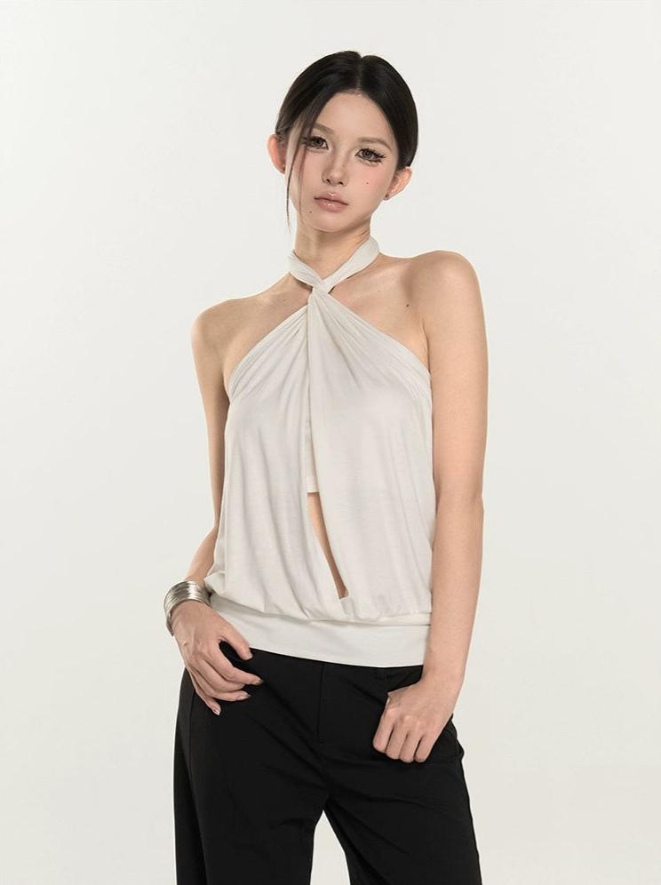 Twist Halter Neck Draped Top