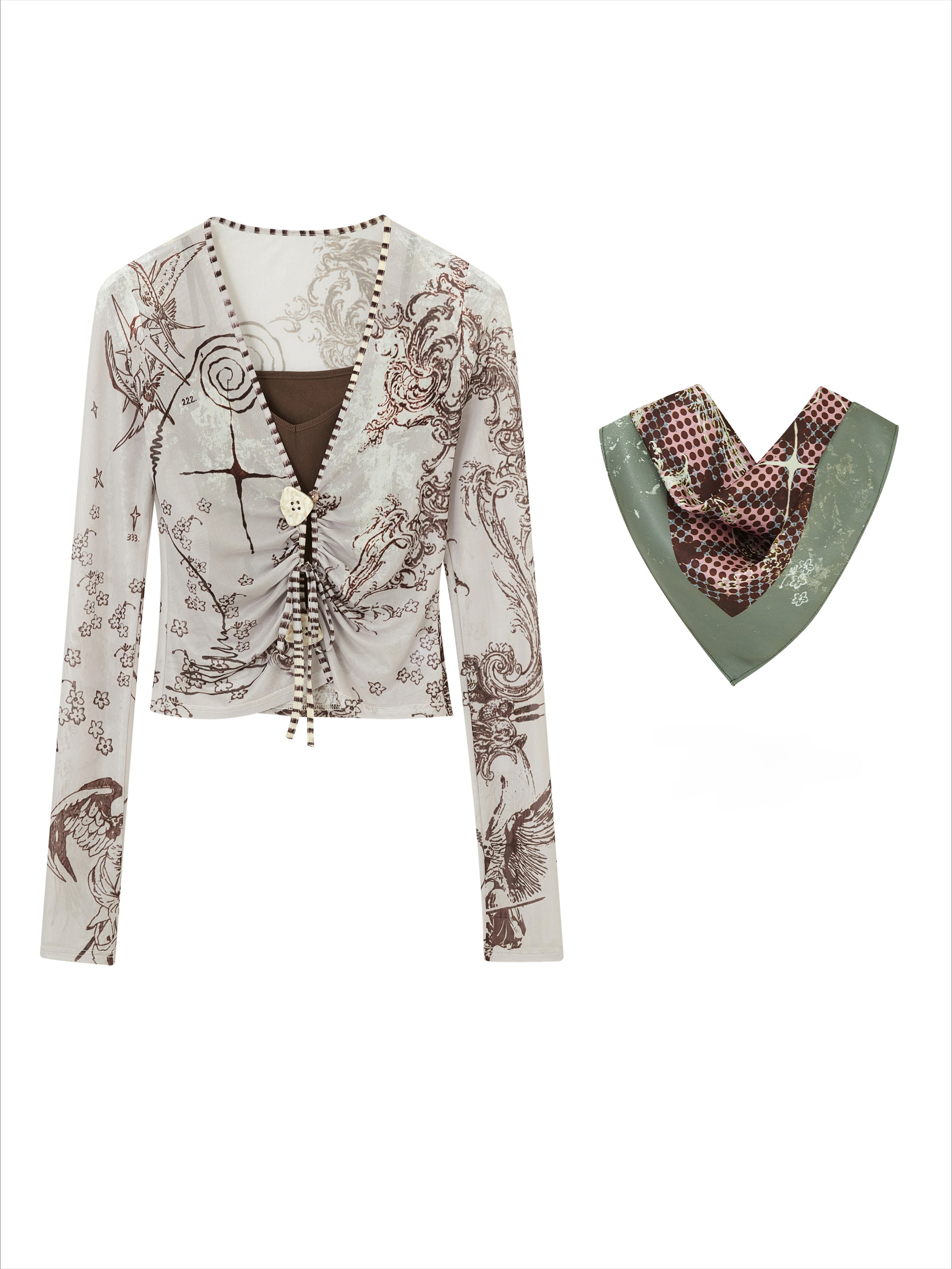 Mystical Original Printed Cardigan Skirt Set