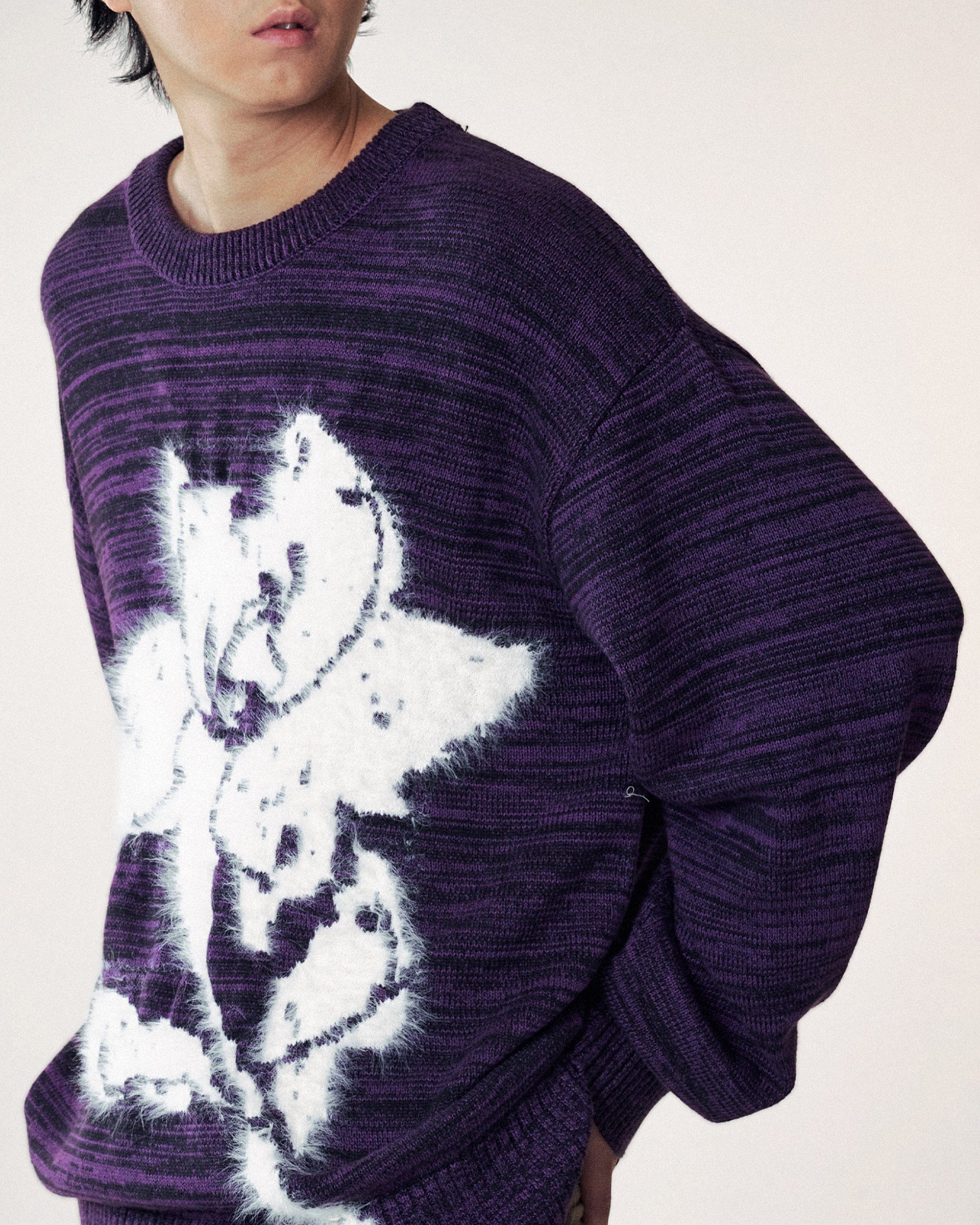 Abstract Print Purple Sweater