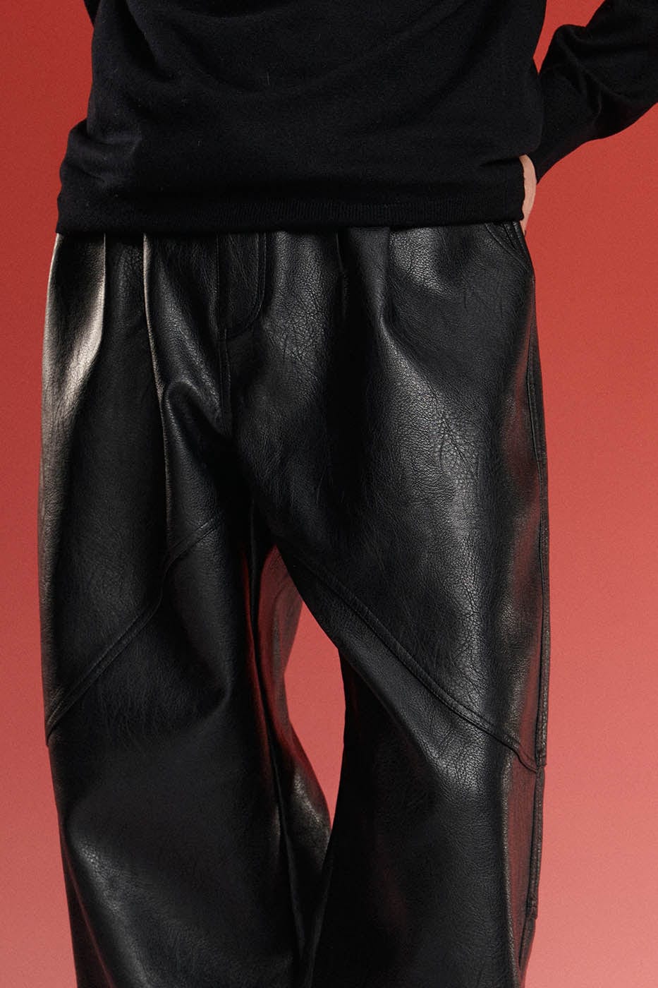 Spliced Faux Leather Pants