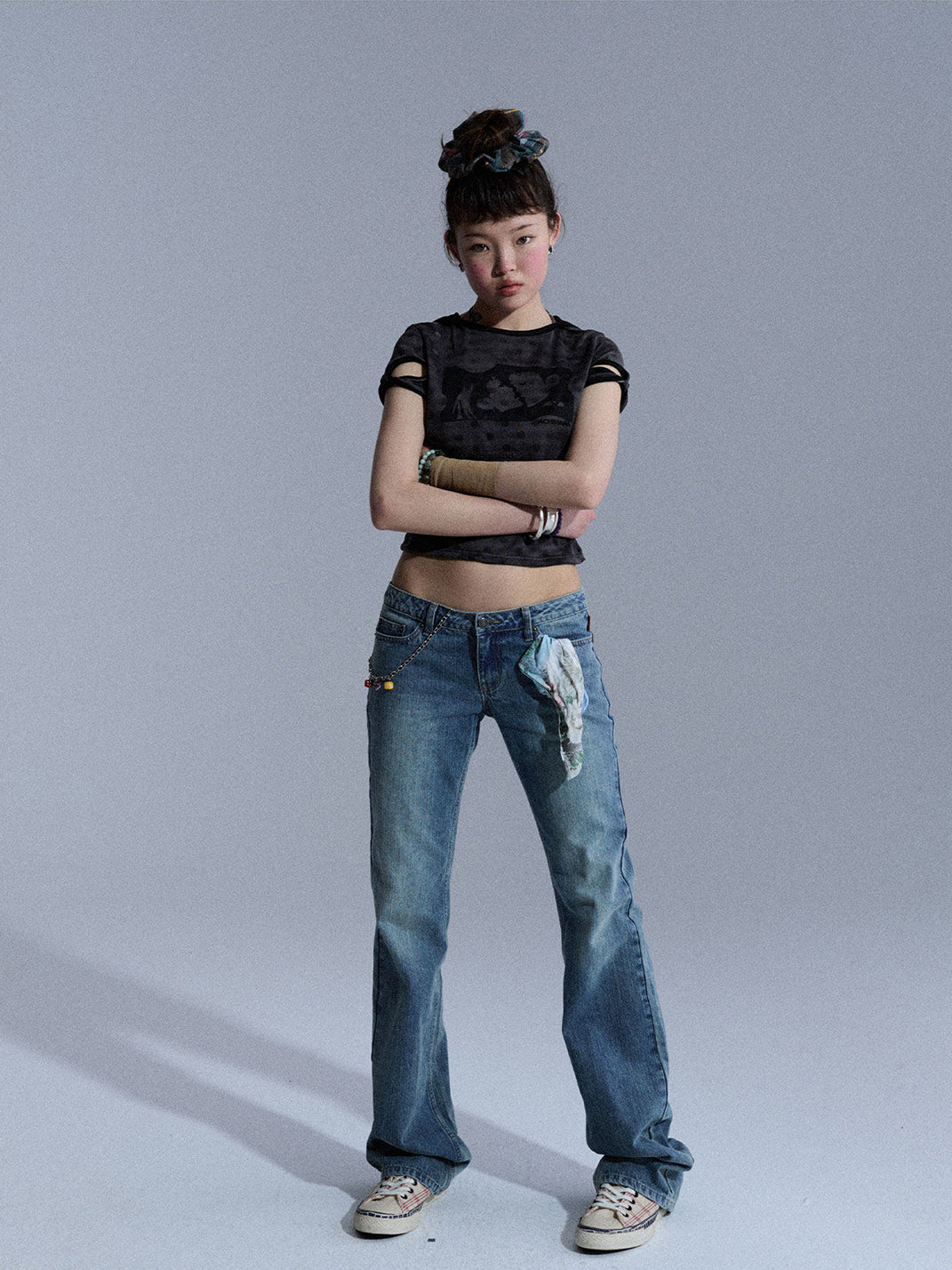 Low-Waist Slim Flare Jeans