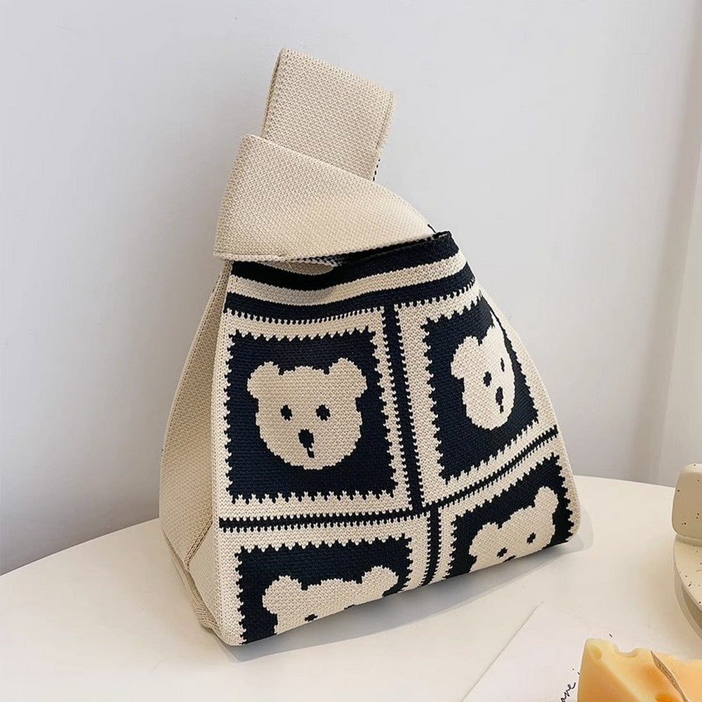Retro Pattern Knit Storage Pouch