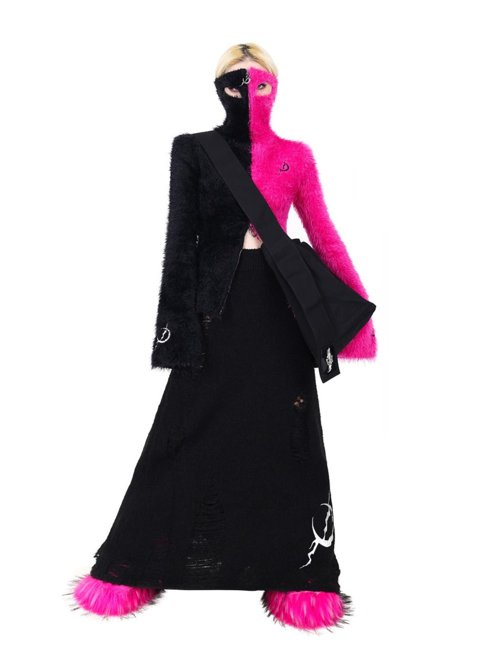 PINKSPINK Gothic Crescent Moon Maxi Skirt - Black