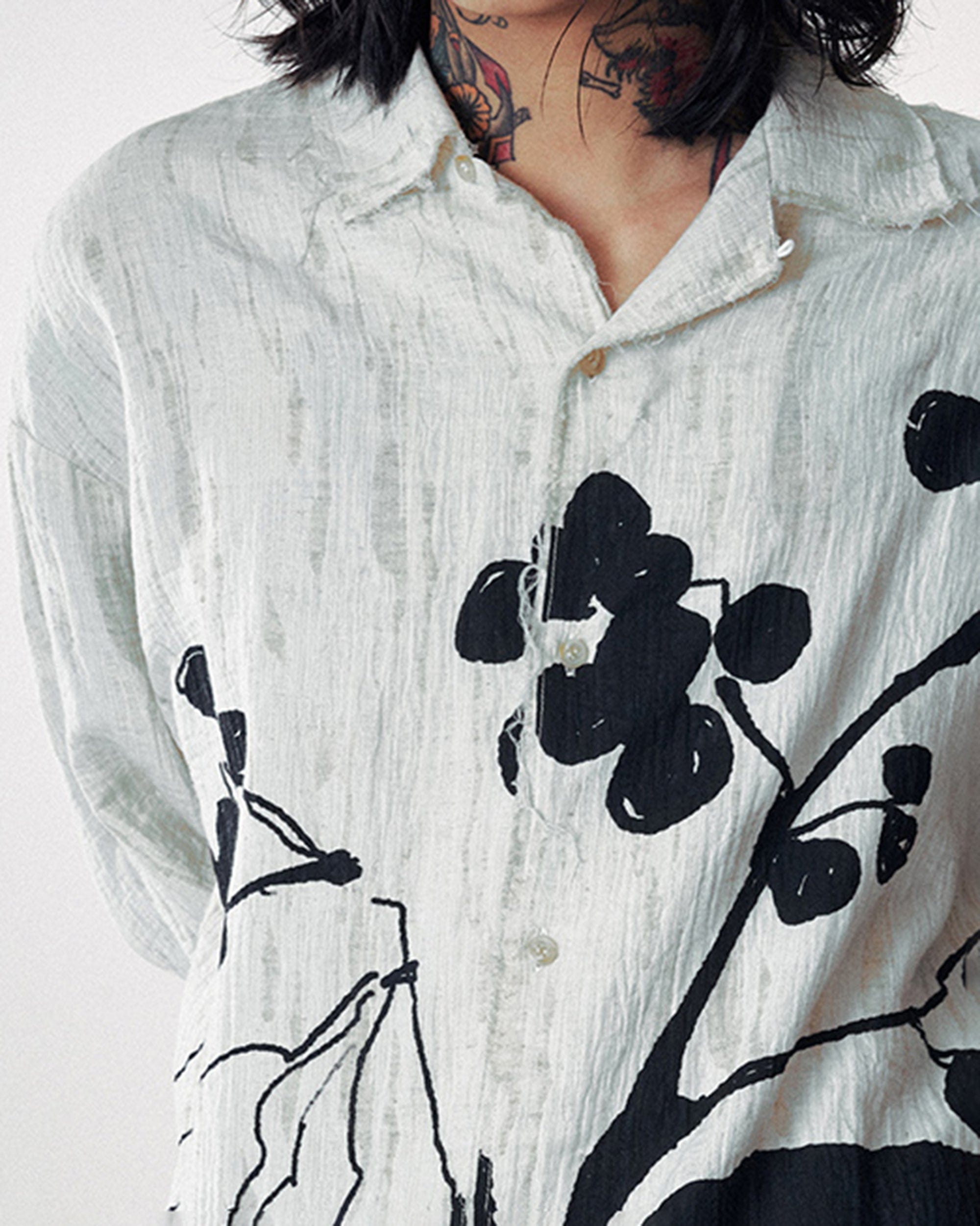 Ink Flower Linen Shirt