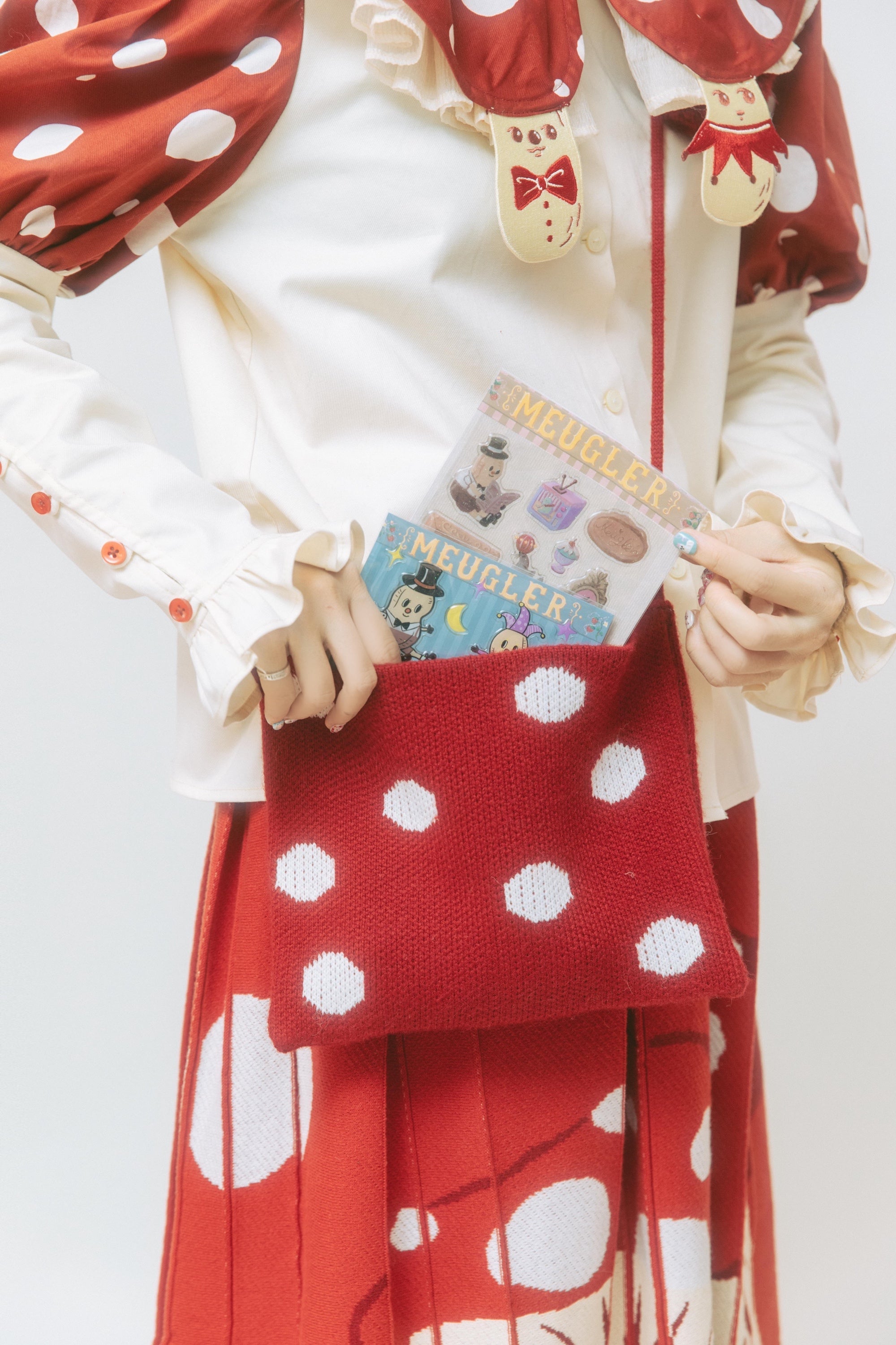 Red Polka Dot Pom Pom Hat