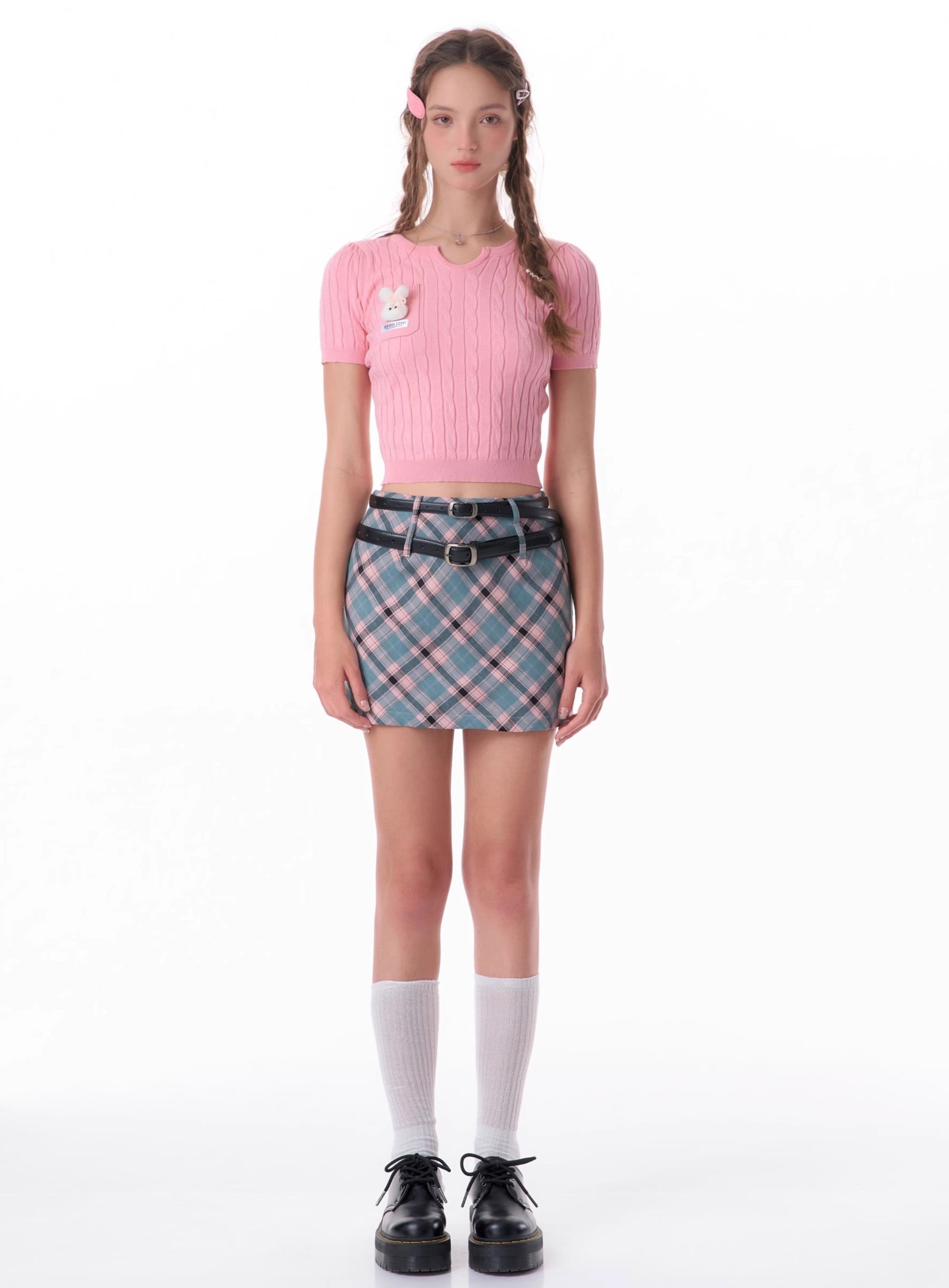 Pastel Plaid Mini Skirt