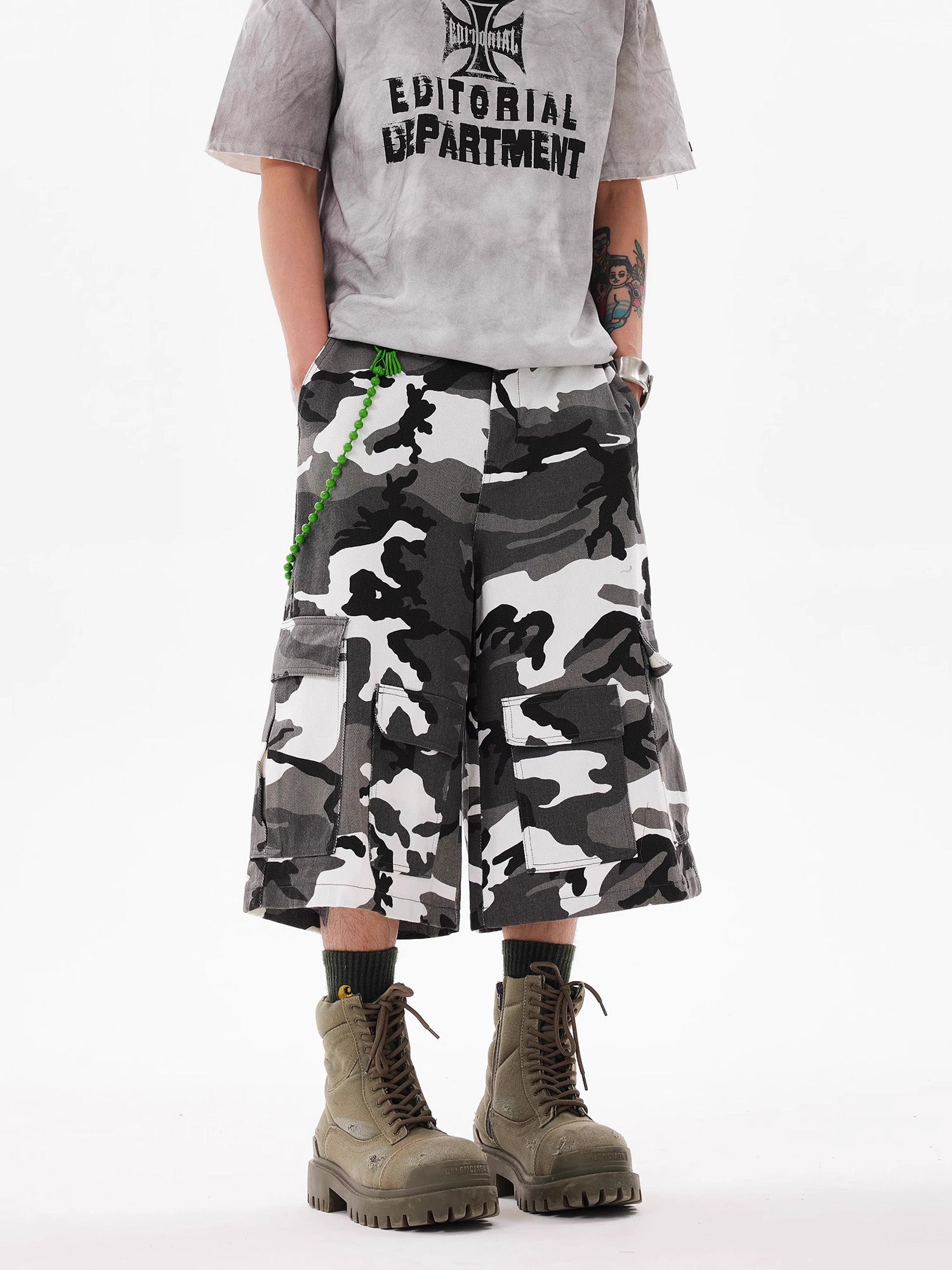 Camo Cargo Denim Shorts - Urban Style