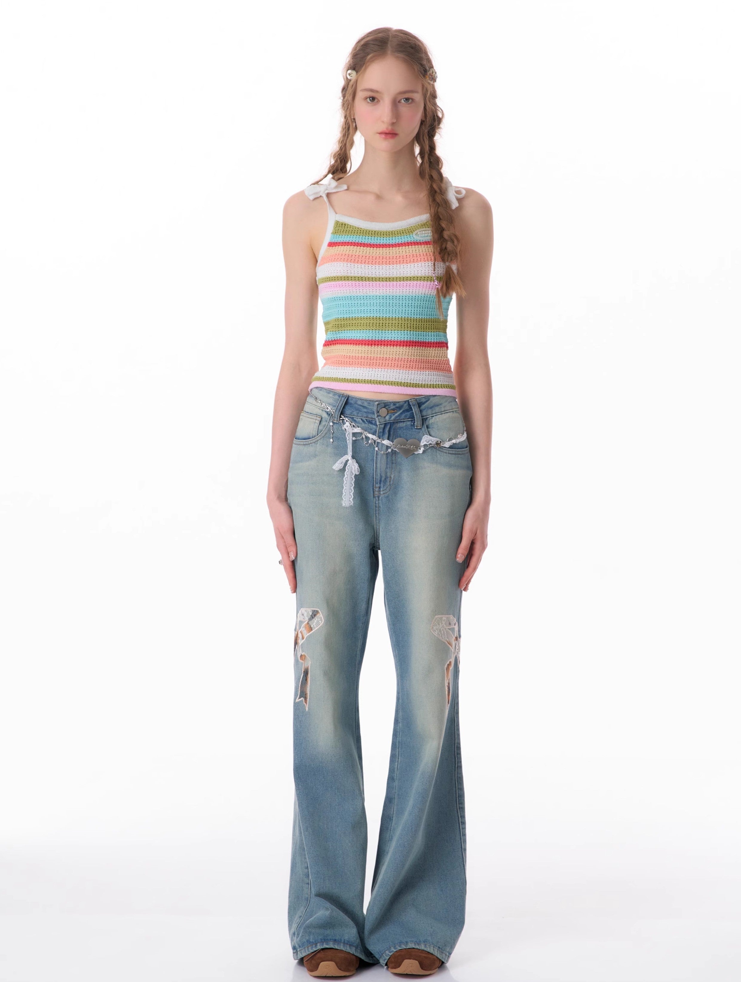 Bow Patch Flare Jeans