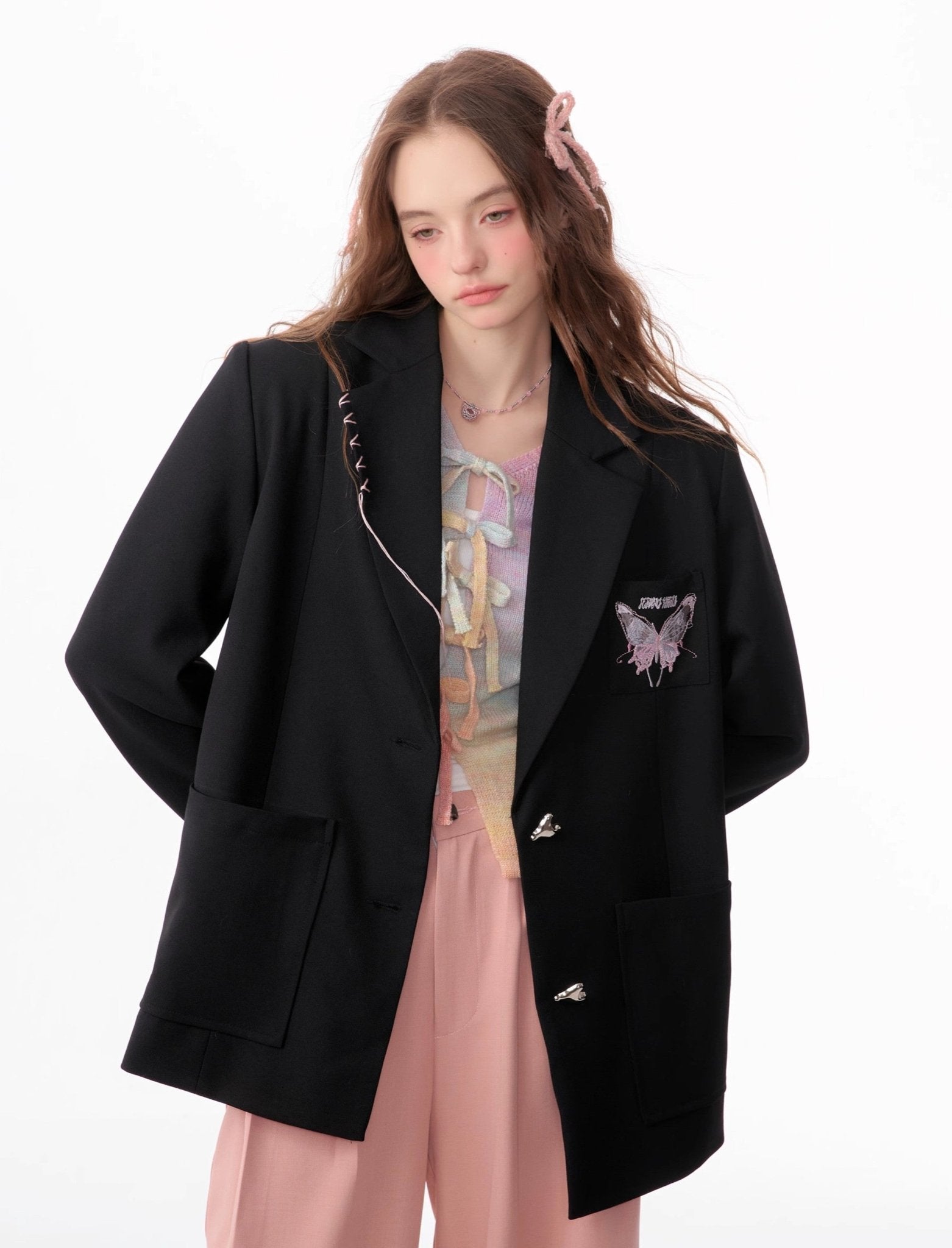 Butterfly Embroidered Blazer