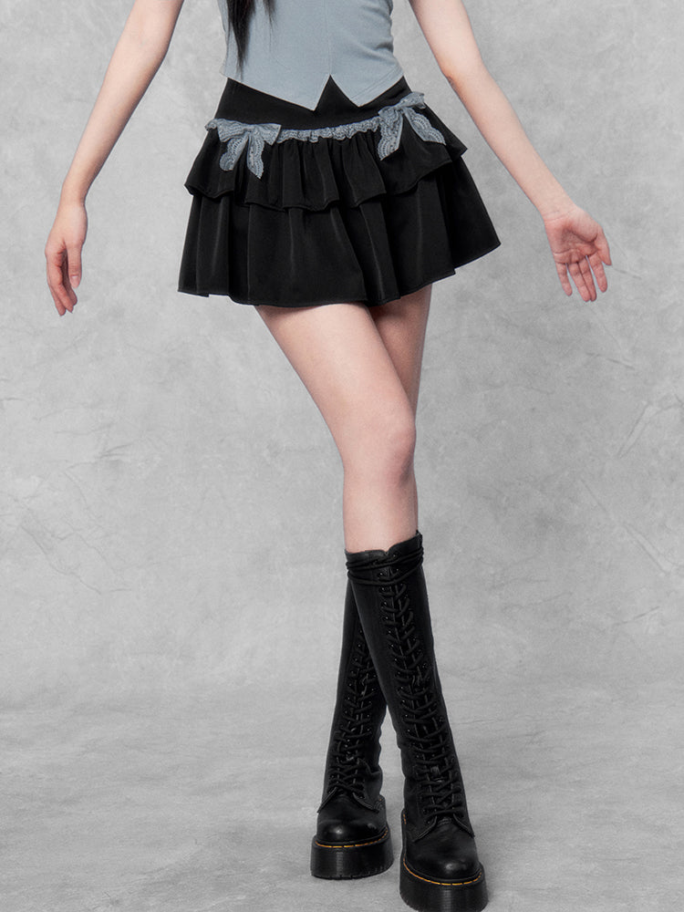 Lace Trim Maid Top/Skirt